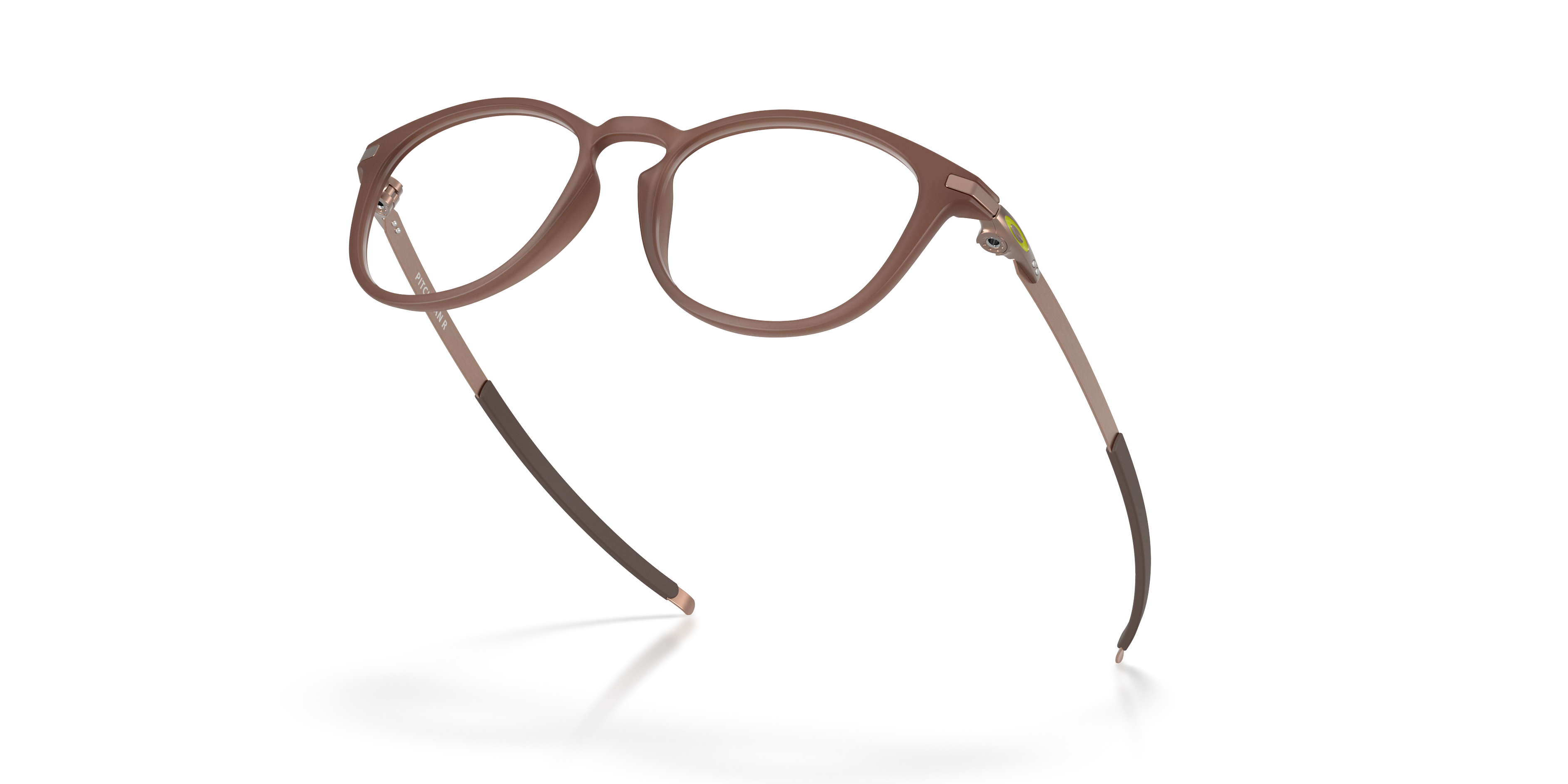 Oakley Pitchman R OX8105 in Transparent Mahogany, angled view #Colour_Transparent Mahogany