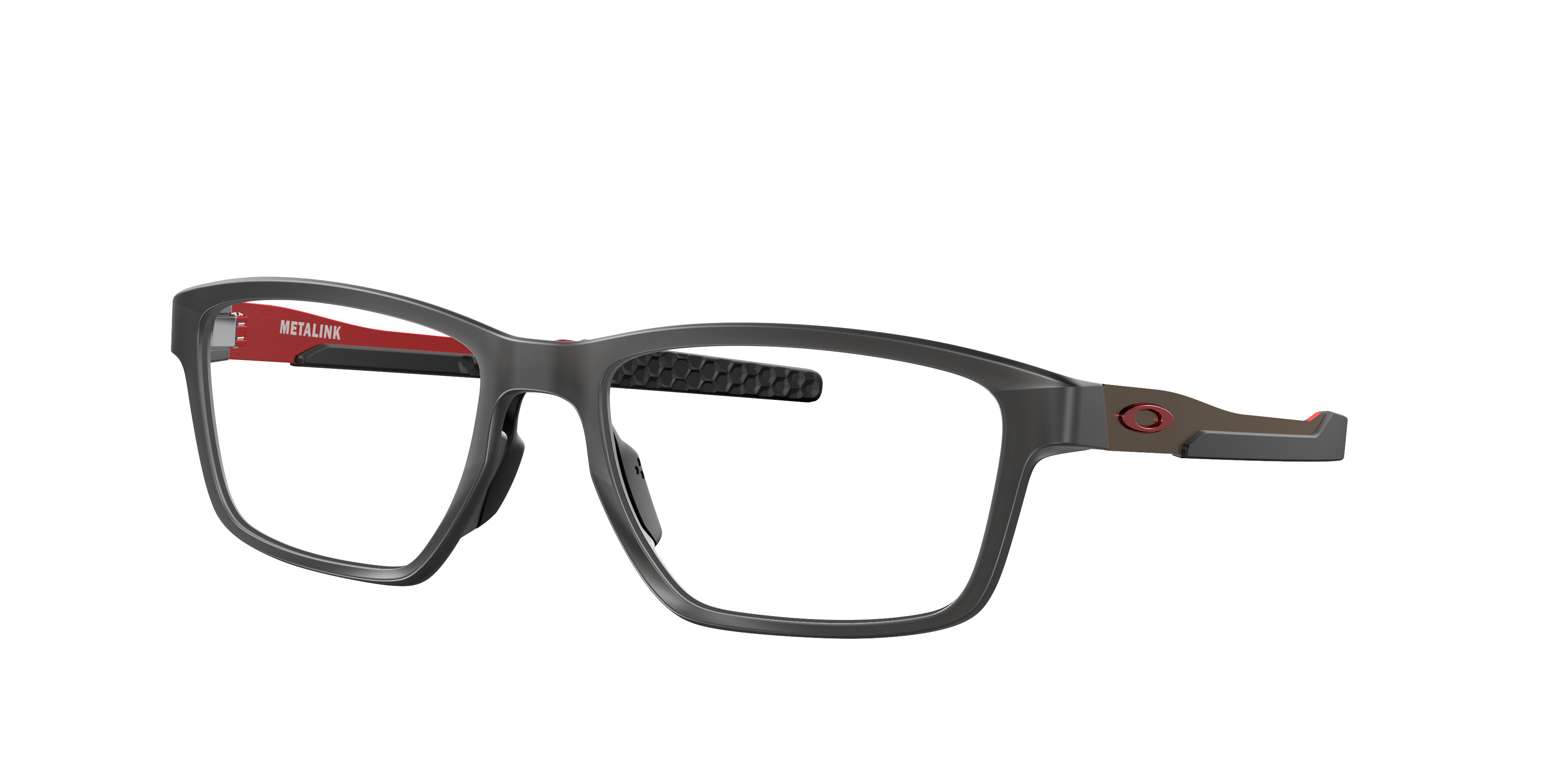 Oakley Metalink OX8153 in Satin Grey Smoke, three-quarter view #Colour_Satin Grey Smoke