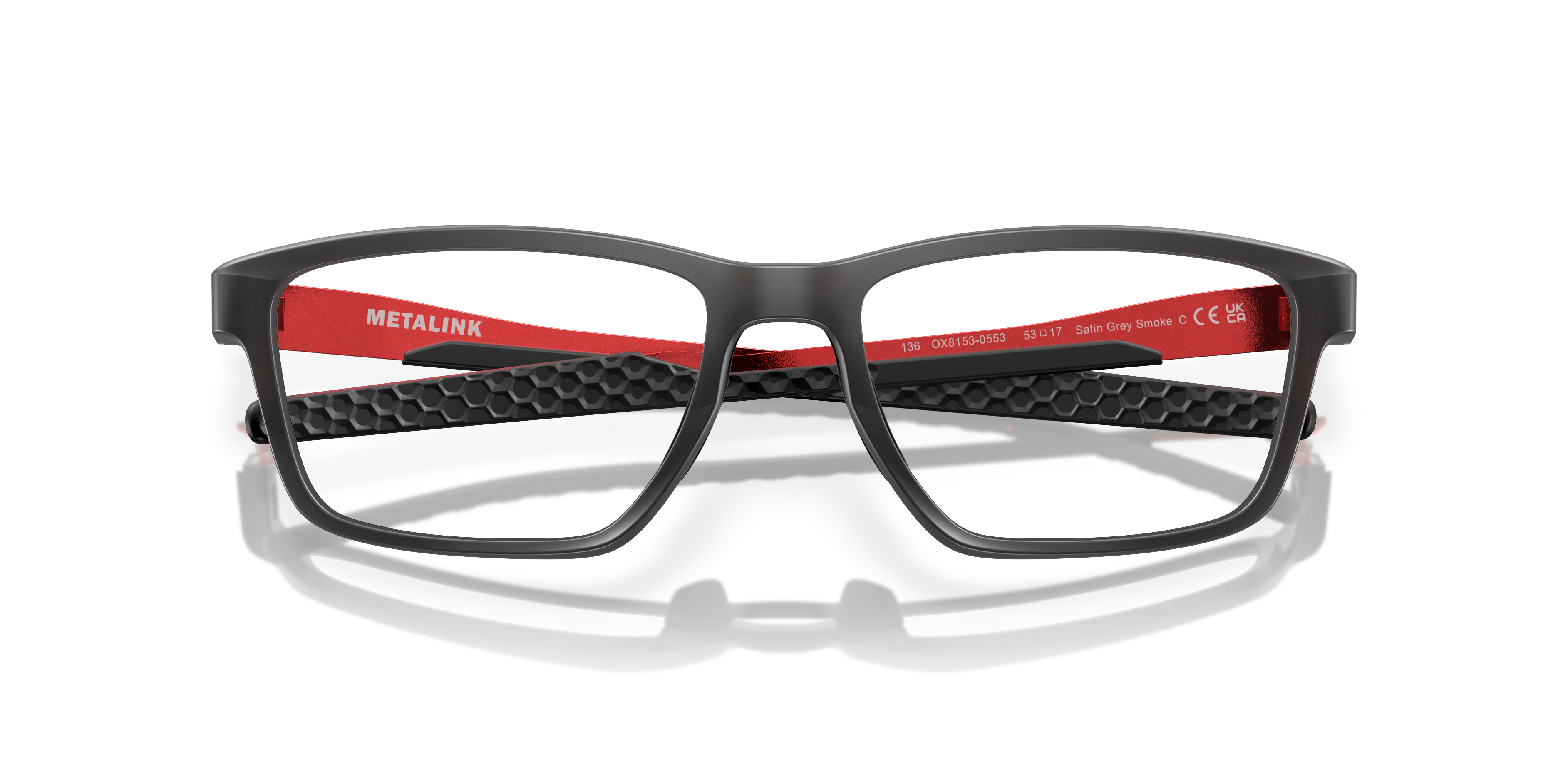 Oakley Metalink OX8153 in Satin Grey Smoke, front detail view #Colour_Satin Grey Smoke