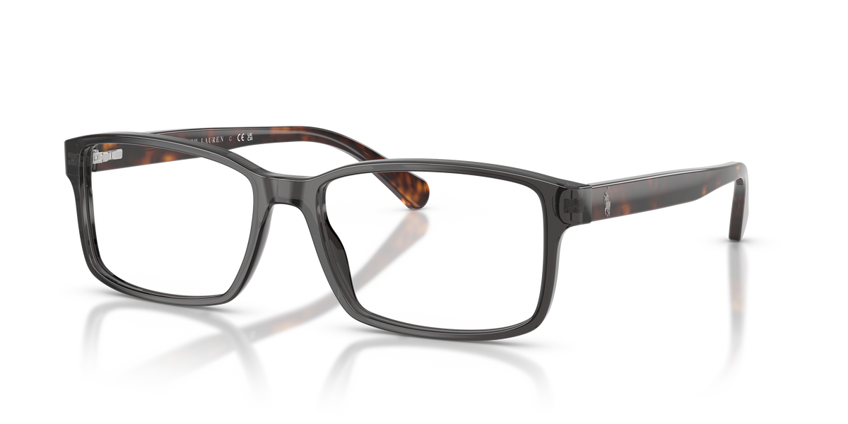 Polo by Ralph Lauren PH2123 in Shiny Transparent Grey, three-quarter view #Colour_Shiny Transparent Grey (5536)