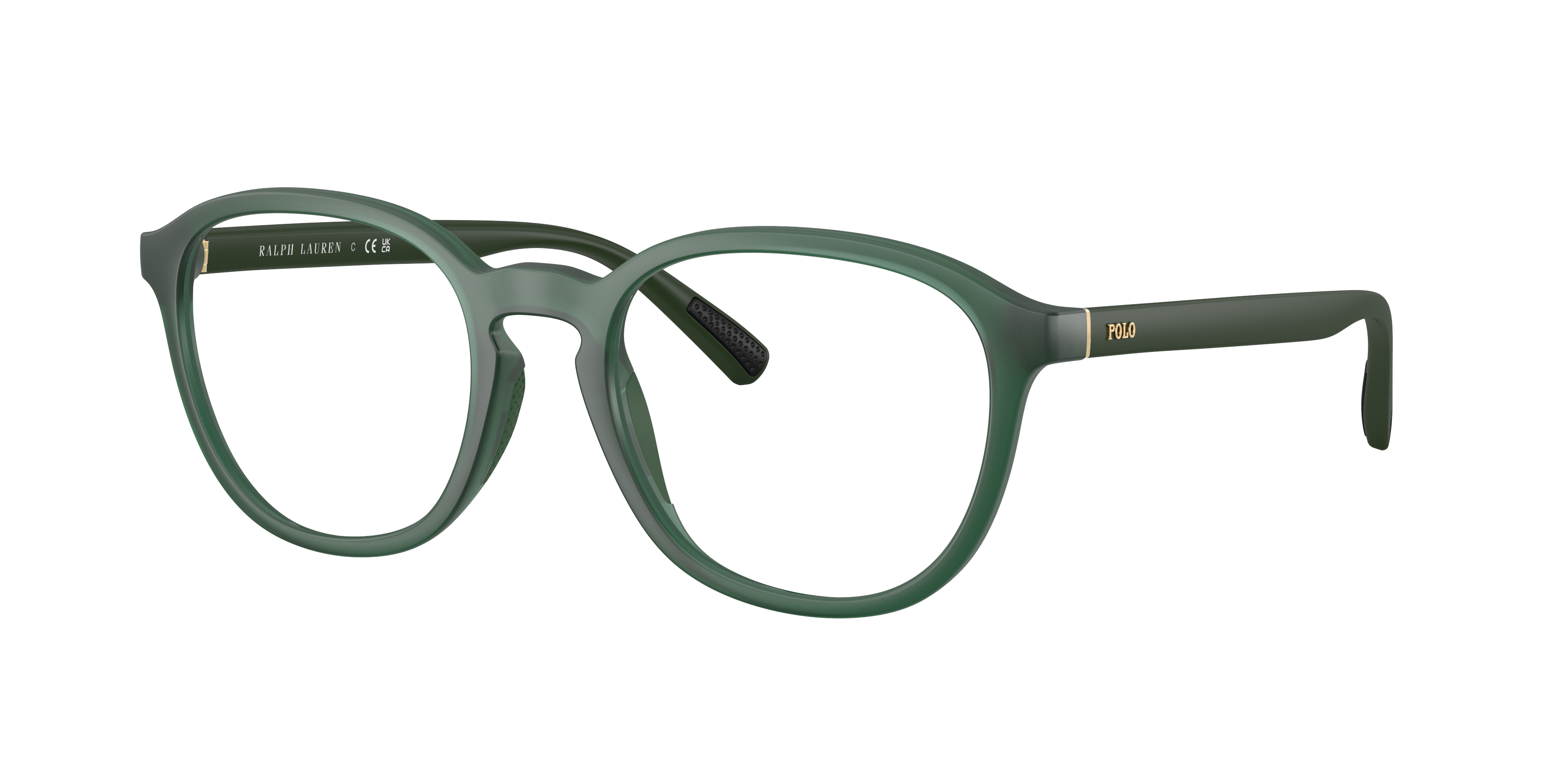 Polo by Ralph Lauren PH2292U - Matte Transparent Dark Green, three-quarter view #Colour_Matte Transparent Dark Green
