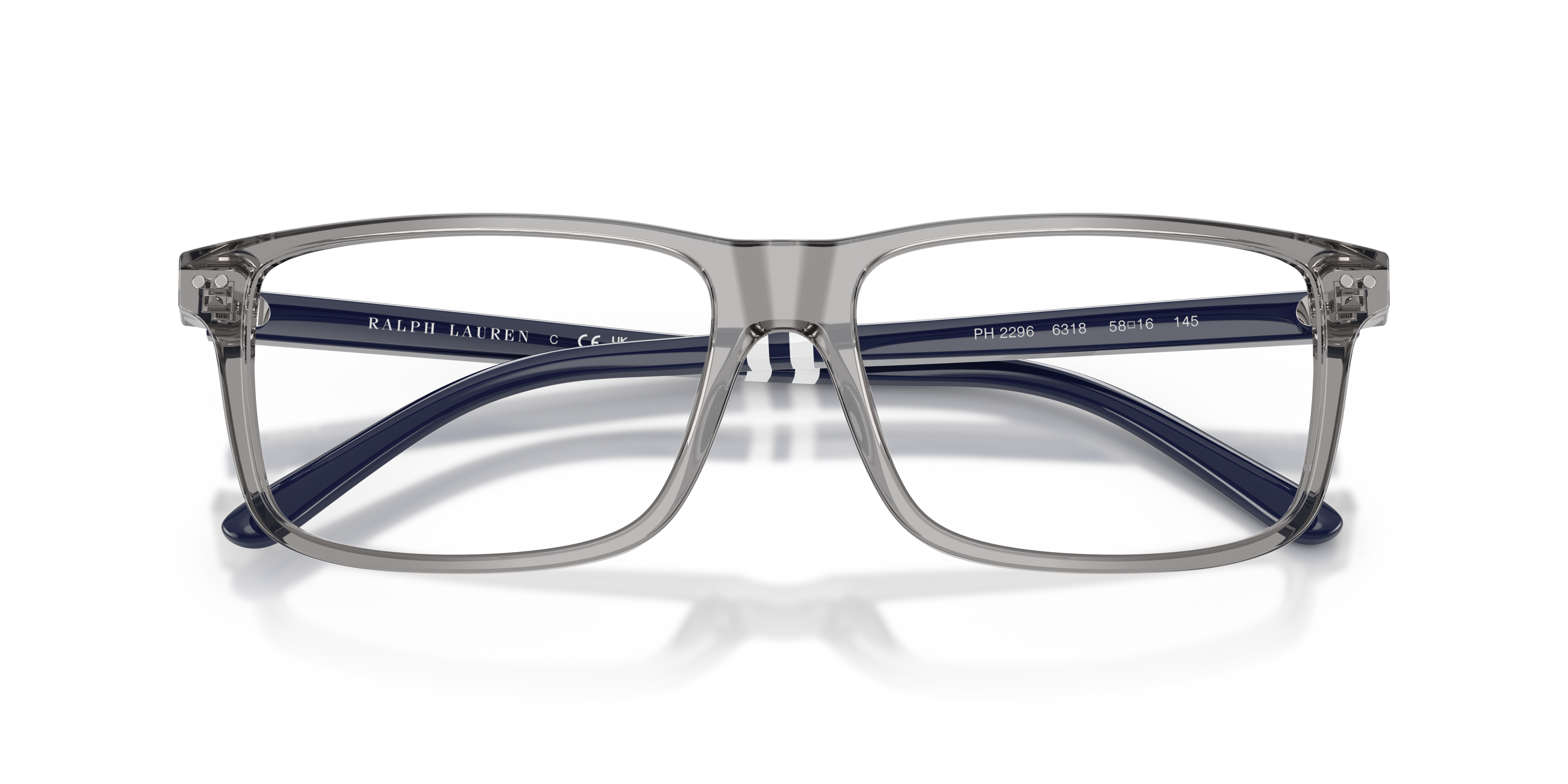 Polo by Ralph Lauren PH2296 - Shiny Transparent Grey, front detail view #Colour_Shiny Transparent Grey