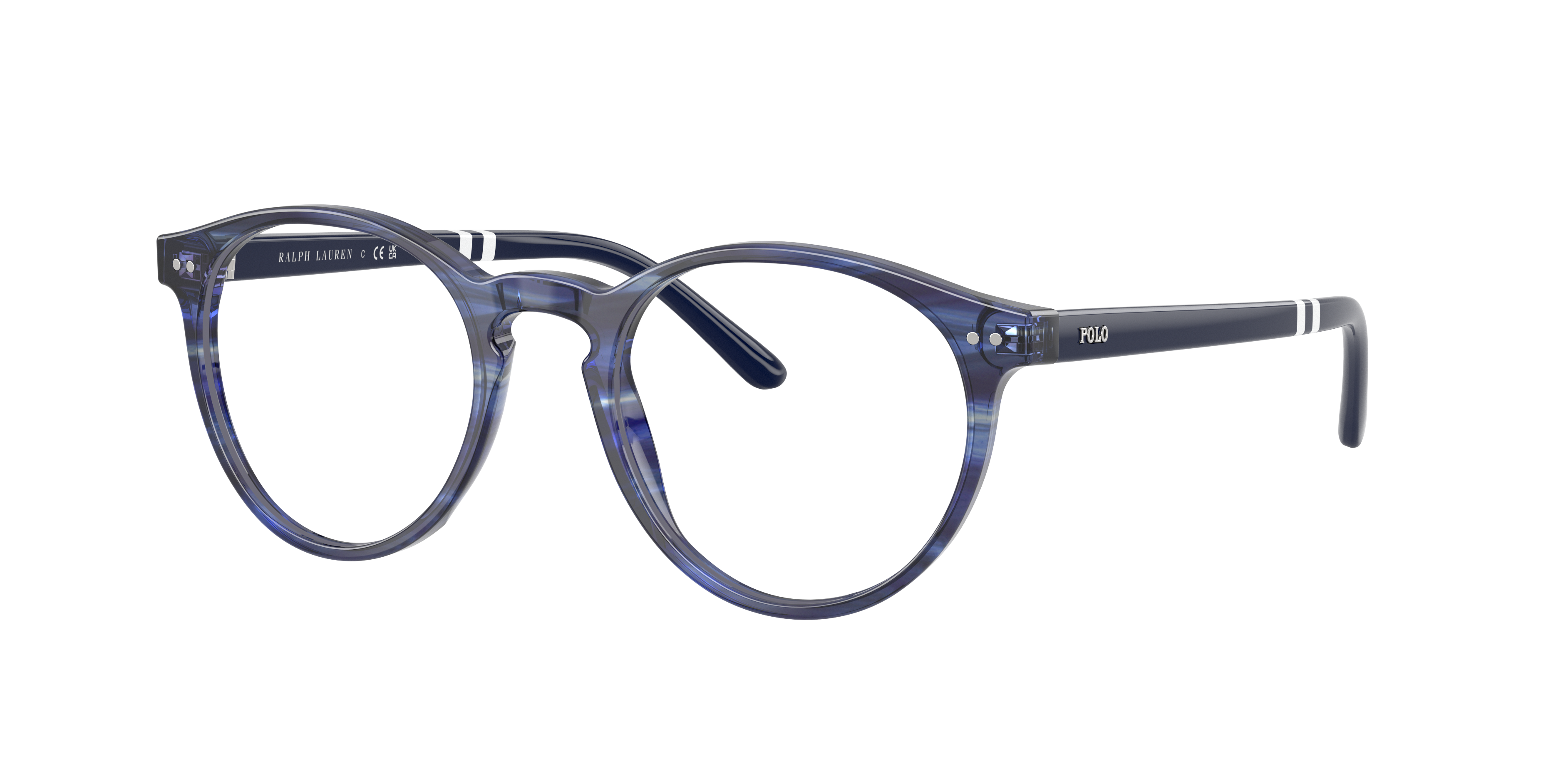 Polo by Ralph Lauren PH2297 - Shiny Striped Blue, three-quarter view #Colour_Shiny Striped Blue