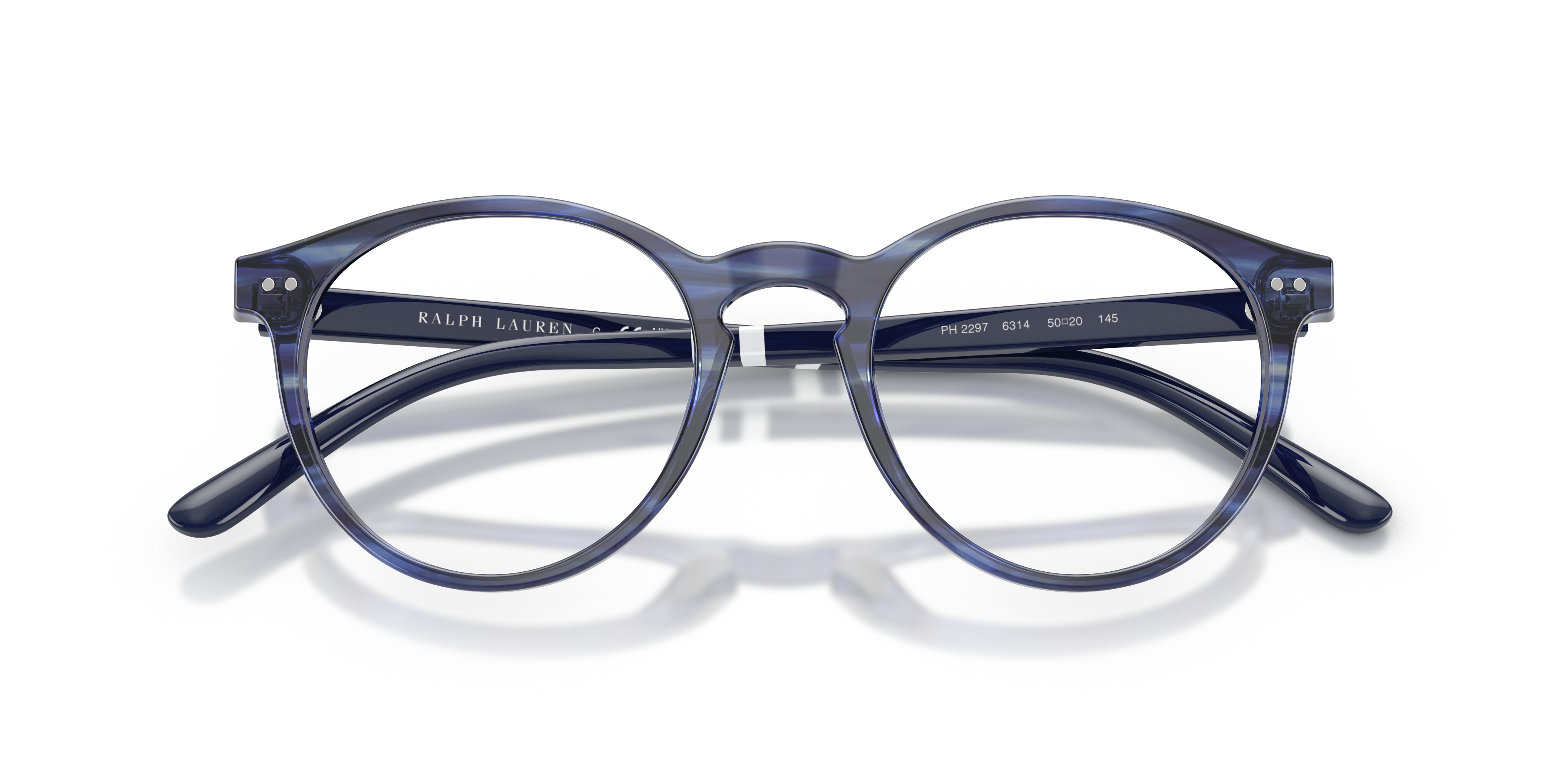 Polo by Ralph Lauren PH2297 - Shiny Striped Blue, front detail view #Colour_Shiny Striped Blue
