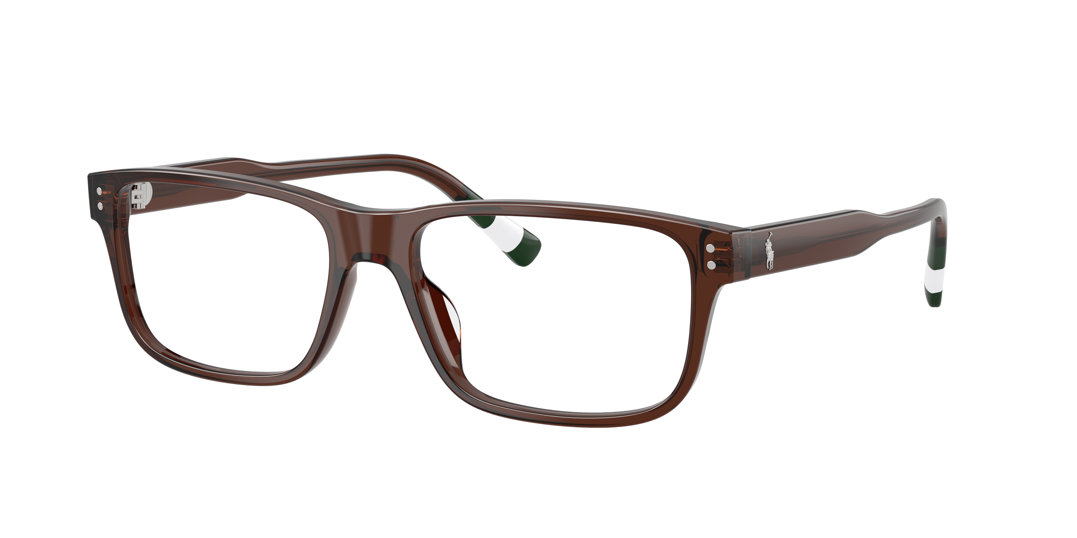 Polo by Ralph Lauren PH2302U - Shiny Transparent Brown, three-quarter view #Colour_Shiny Transparent Brown