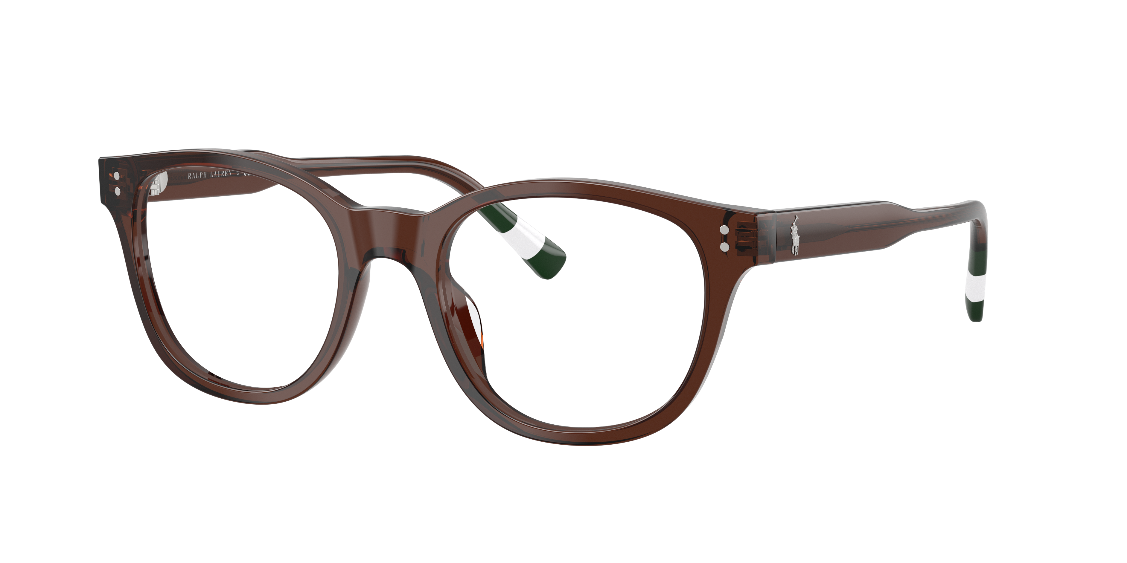 Polo by Ralph Lauren PH2303U - Shiny Transparent Brown, three-quarter view #Colour_Shiny Transparent Brown