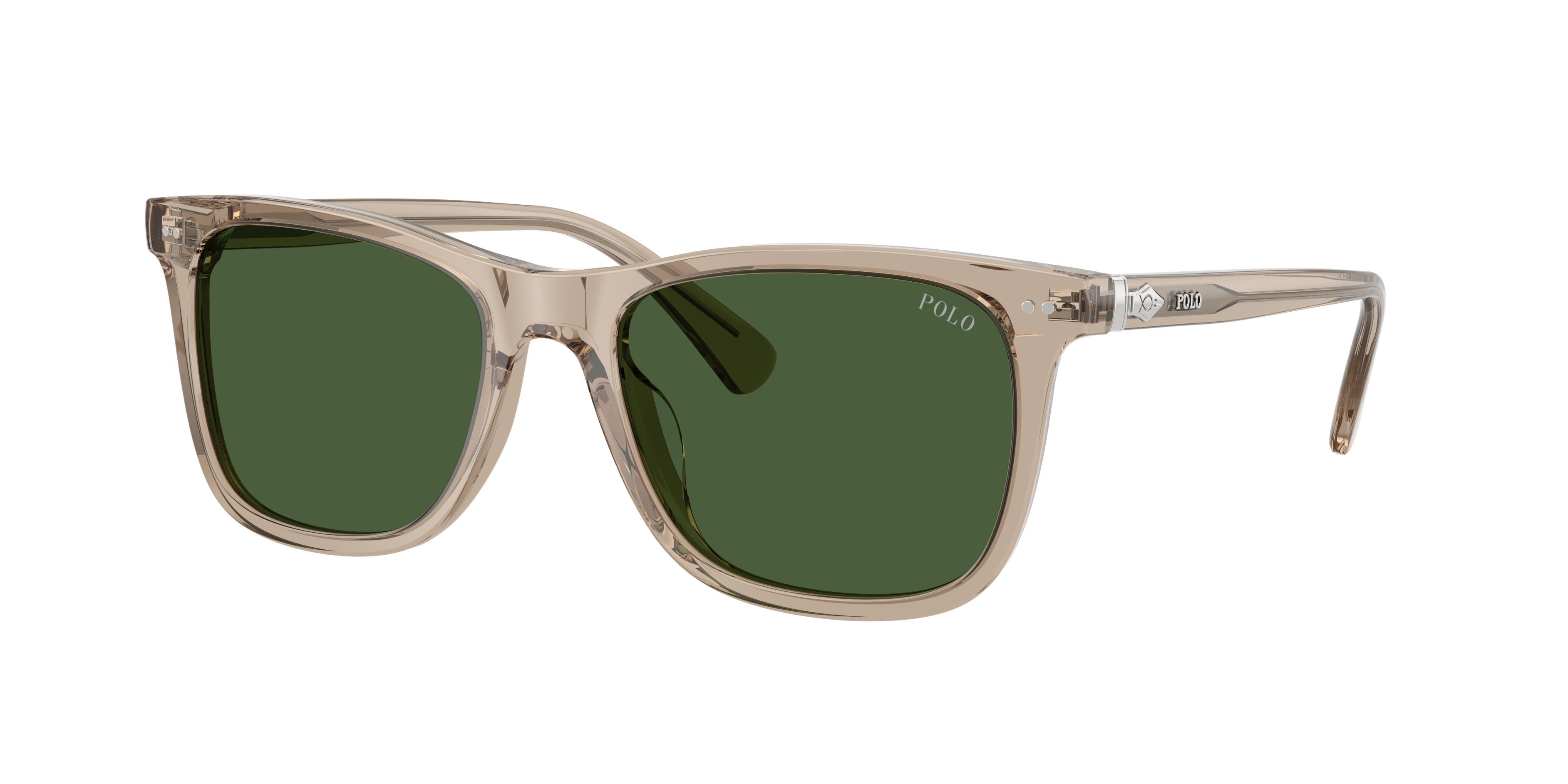 Polo by Ralph Lauren PH4220U - Shiny Transparent Dark Taupe, three-quarter view #Colour_Shiny Transparent Dark Taupe
