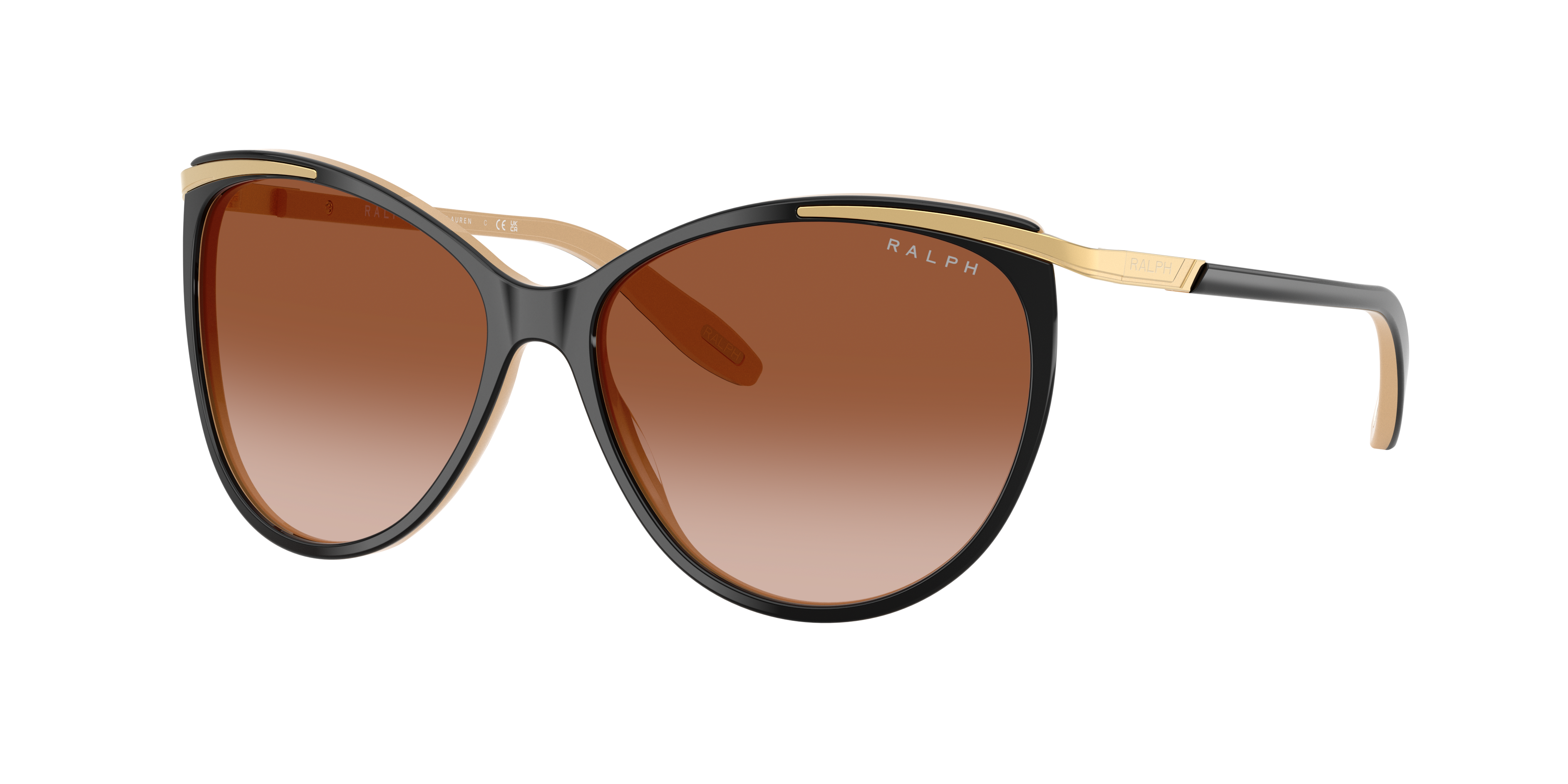 Ralph by Ralph Lauren RA5150 in Shiny Black On Nude & Gold, three-quarter view #Colour_Shiny Black On Nude & Gold