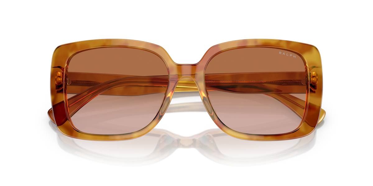 Ralph by Ralph Lauren RA5298U in Shiny Light Brown Havana, front detail view #Colour_Shiny Light Brown Havana / Gradient Brown (606013)