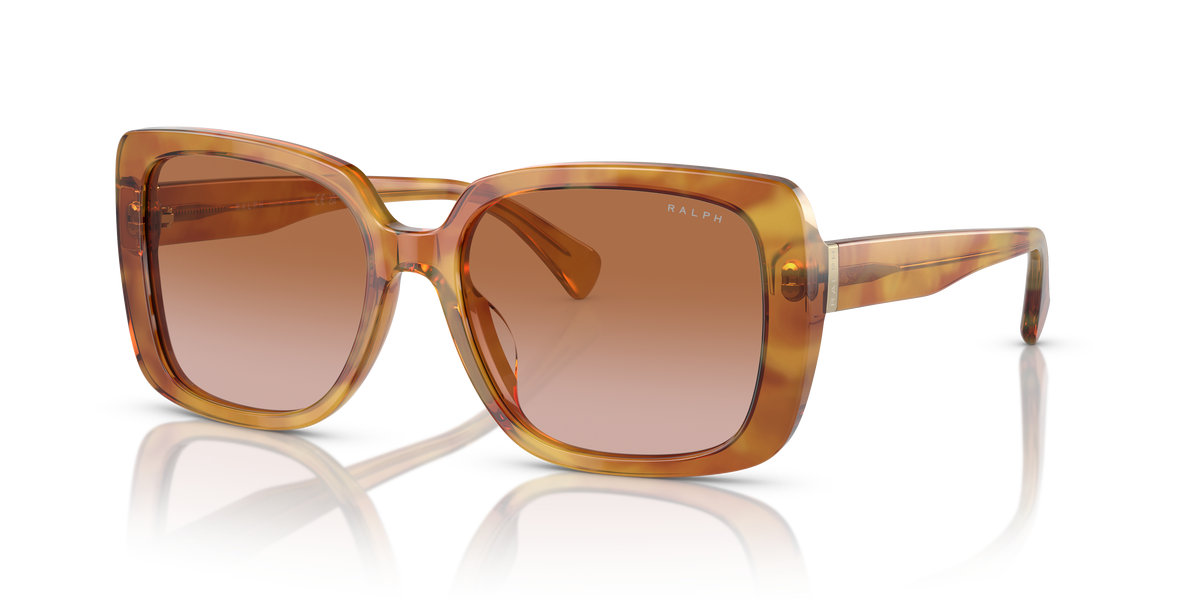 Ralph by Ralph Lauren RA5298U in Shiny Light Brown Havana, three-quarter view #Colour_Shiny Light Brown Havana / Gradient Brown (606013)