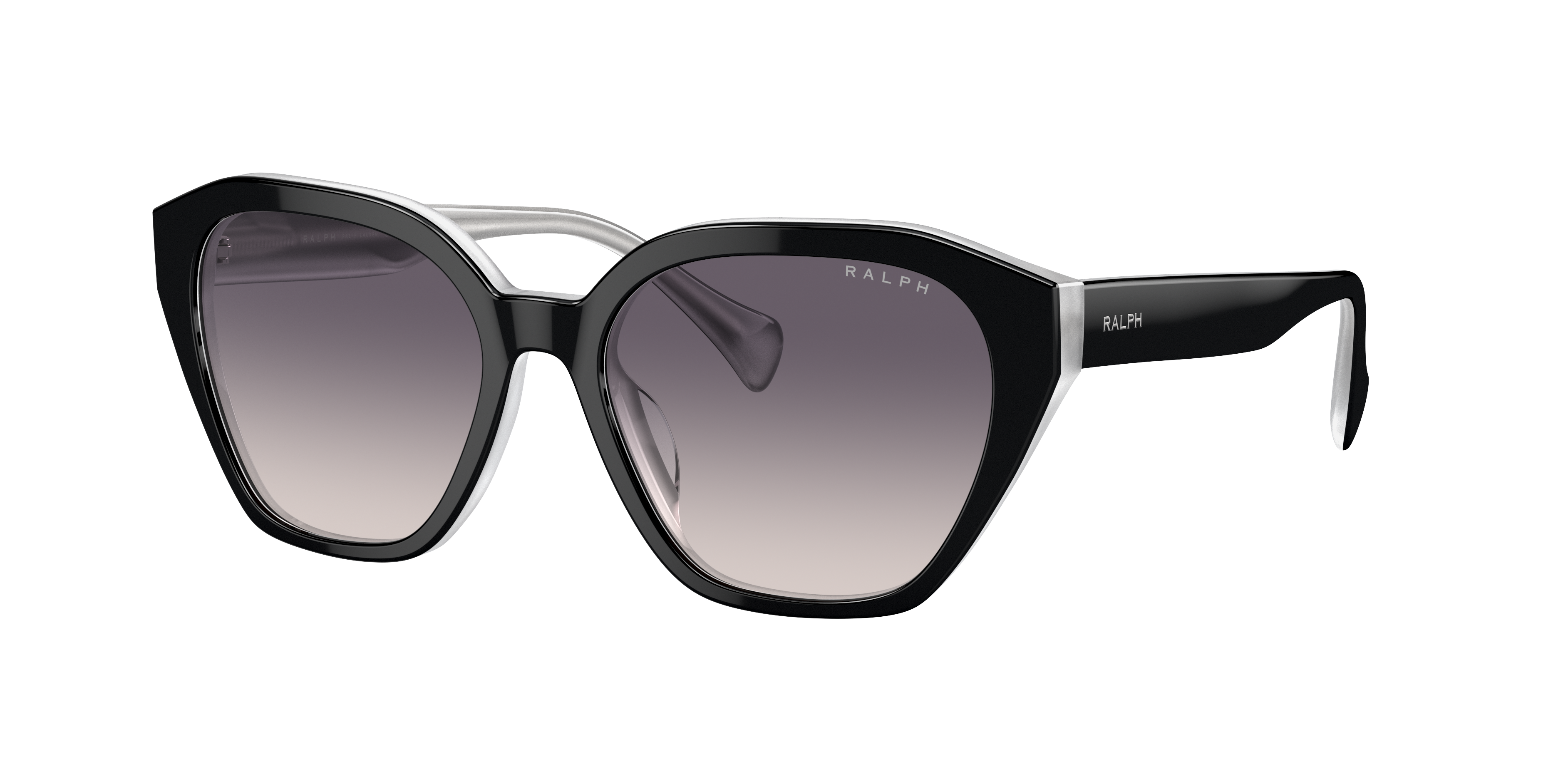 Ralph by Ralph Lauren RA5315U in Shiny Black On Opal Grey, three-quarter view #Colour_Shiny Black On Opal Grey