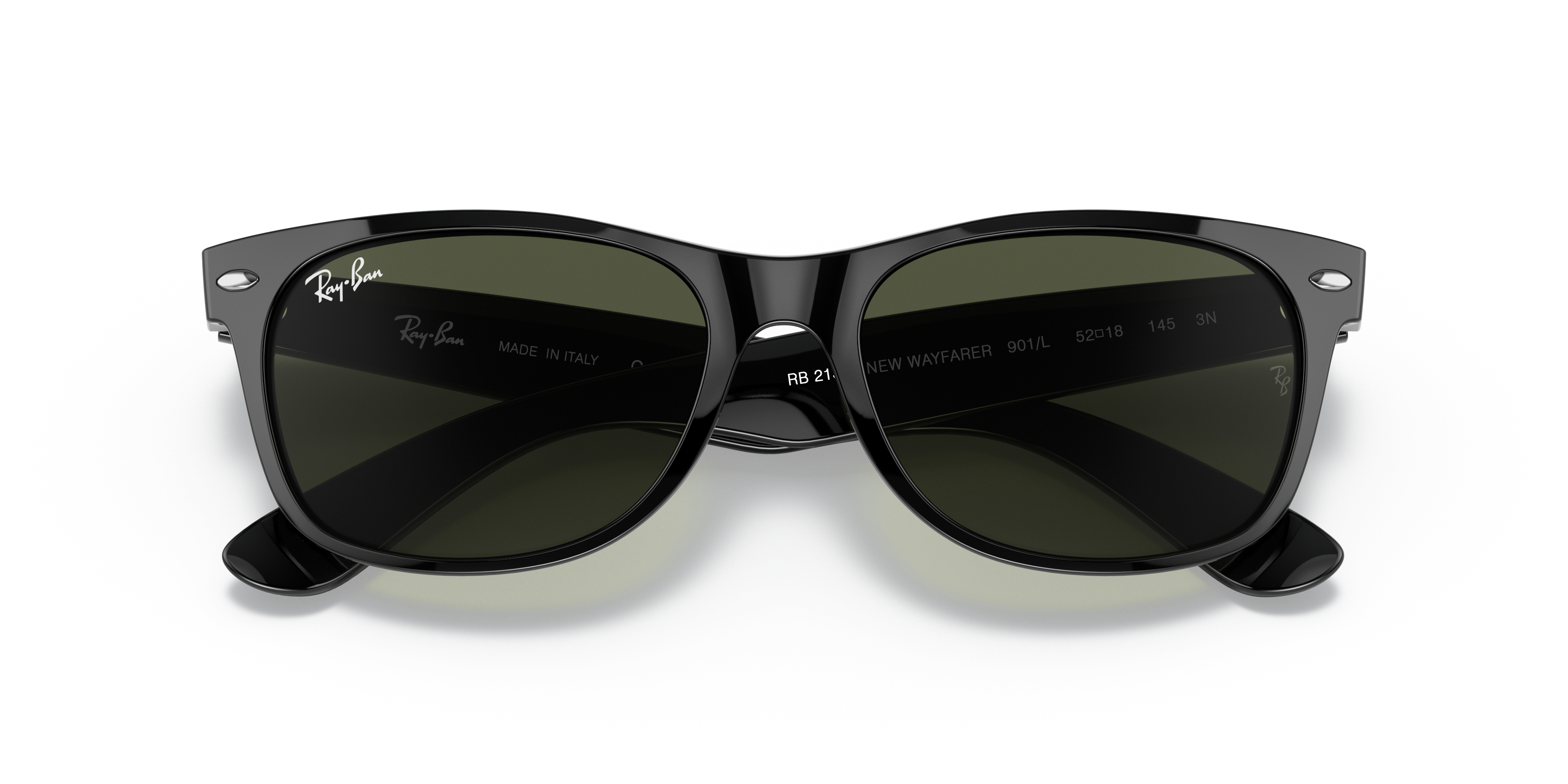 Ray-Ban New Wayfarer RB2132 in Black (901L), front detail view #Colour_Black (901L)