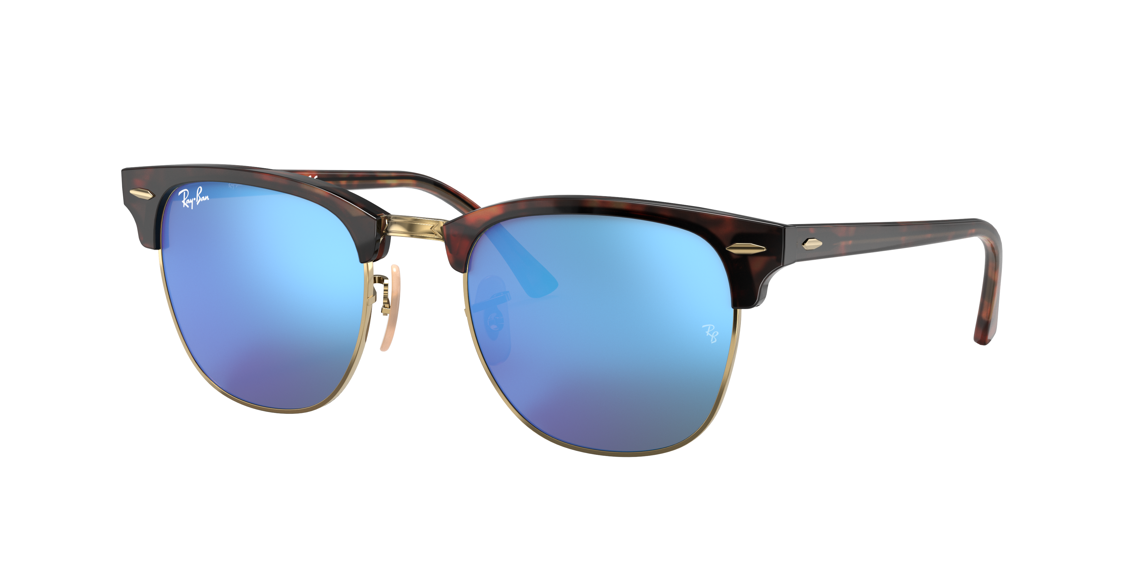 Ray-Ban Clubmaster RB3016 in Havana On Gold, three-quarter view #Colour_Havana On Gold