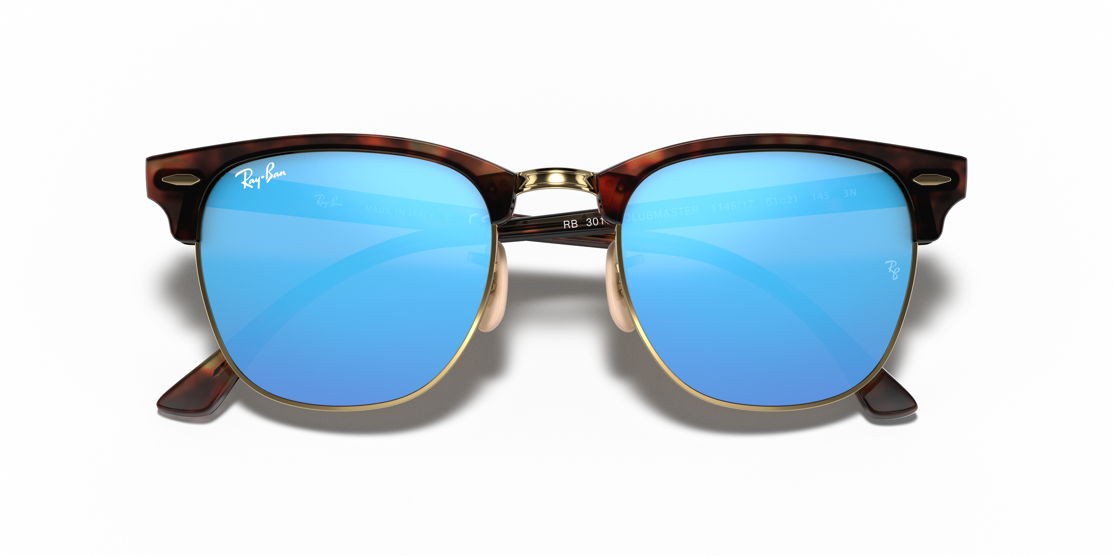 Ray-Ban Clubmaster RB3016 in Havana On Gold, front detail view #Colour_Havana On Gold