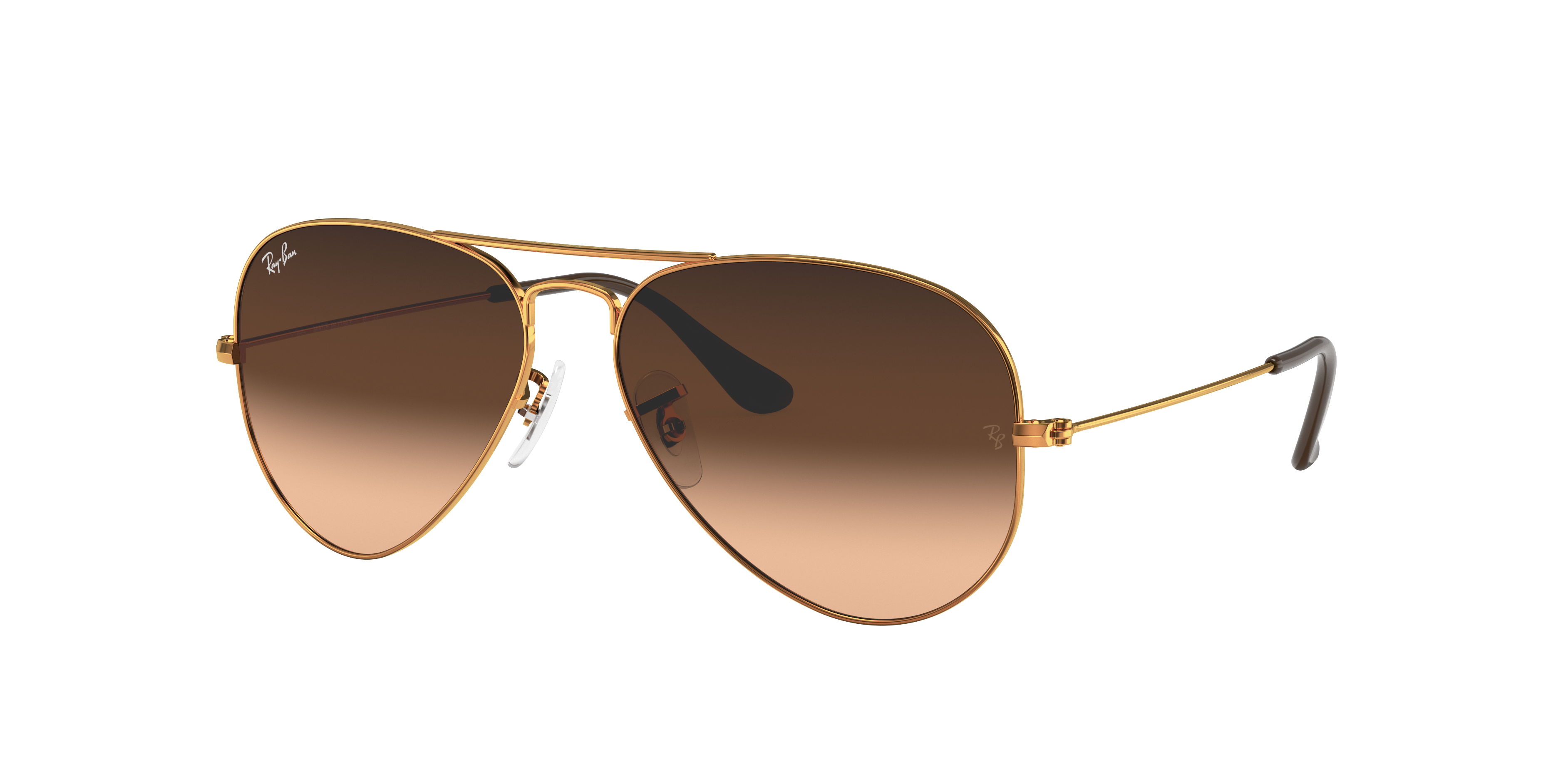 Ray-Ban Aviator RB3025 in Light Brown, three-quarter view #Colour_Light Brown