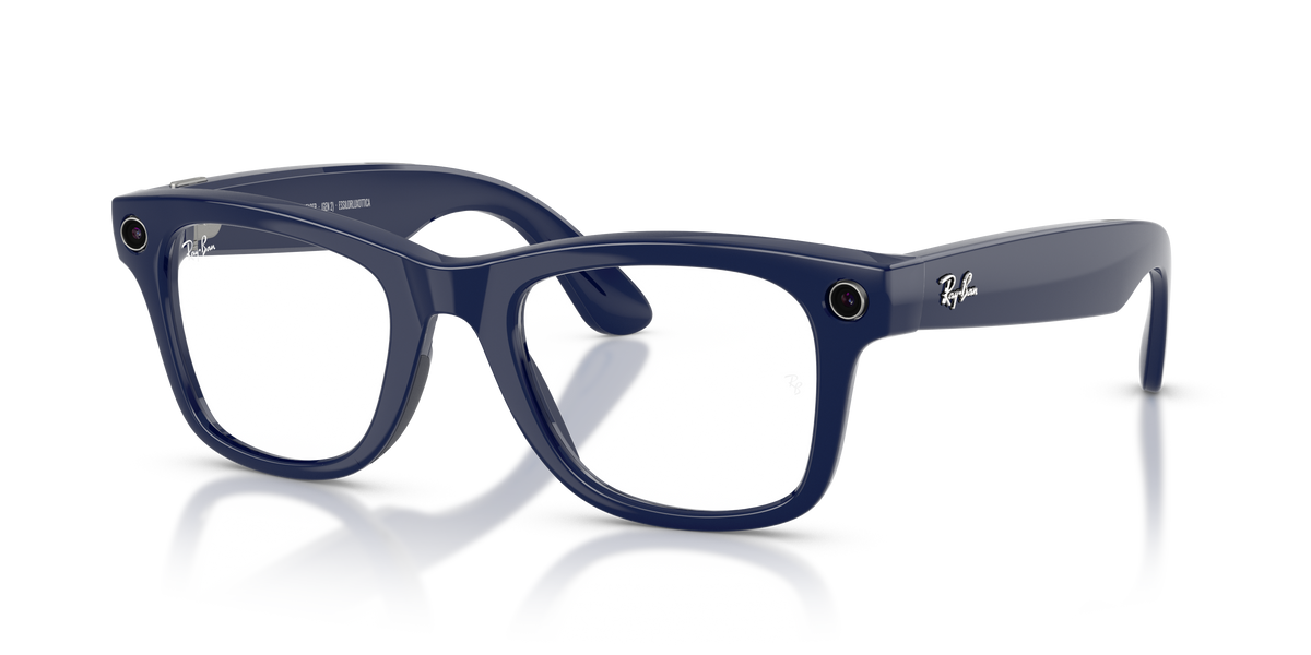 Ray-Ban Meta Wayfarer RW4012 in Cosmic Blue / Transitions Sapphire, three-quarter view #Colour_Cosmic Blue / Transitions Sapphire (6628MF)