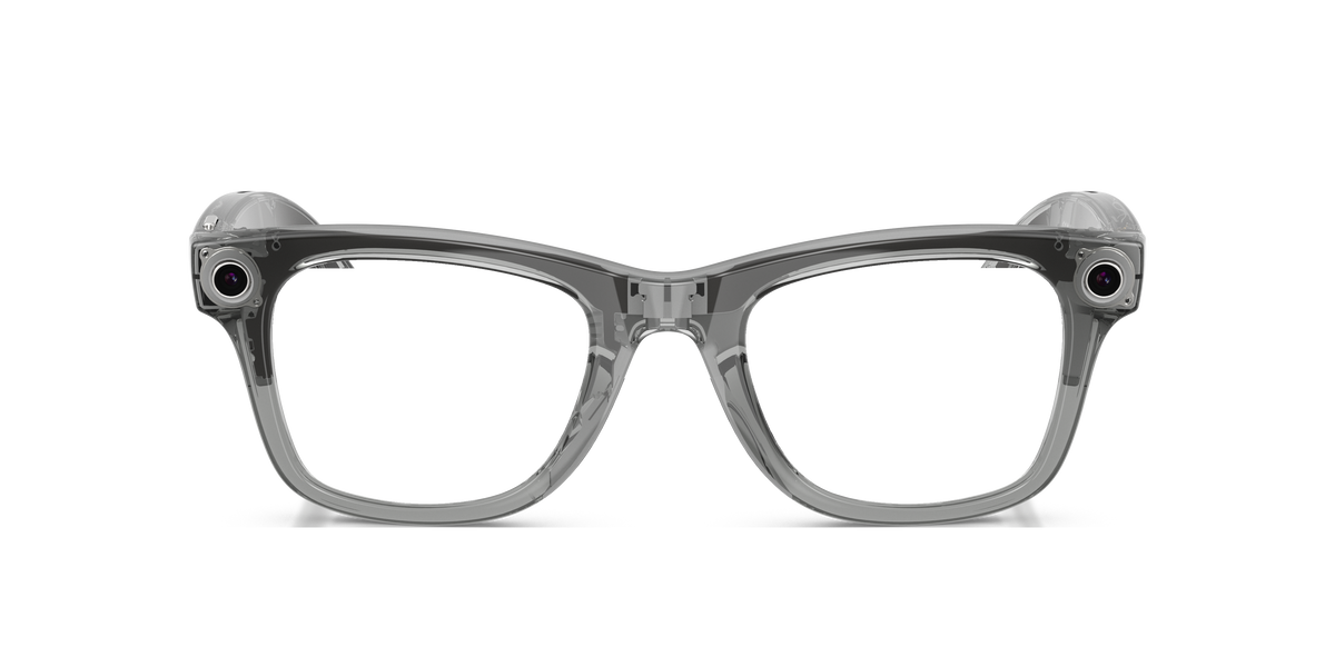 Ray-Ban Meta Wayfarer RW4012 in Transparent Grey / Transitions Sapphire, front view #Colour_Transparent Grey / Transitions Sapphire (6840MF)