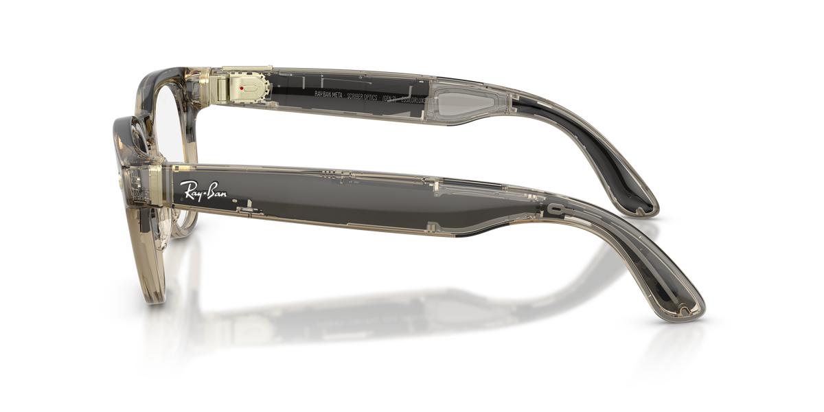 Ray-Ban Meta Scriber Optics RW7002 in Transparent Stone Beige, side view #Colour_Transparent Stone Beige (8531)