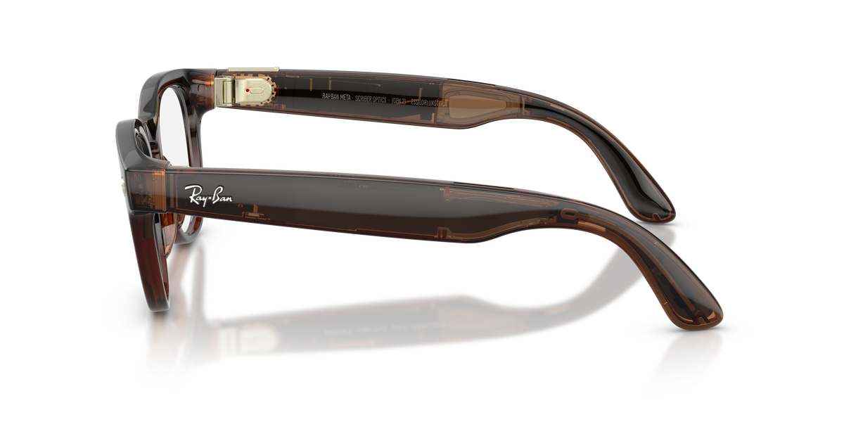 Ray-Ban Meta Scriber Optics RW7002 in Transparent Umber, side view #Colour_Transparent Umber (8532)