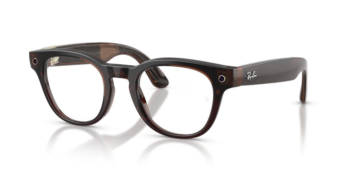 Ray-Ban Meta Scriber Optics RW7002 in Transparent Umber, three-quarter view #Colour_Transparent Umber (8532)