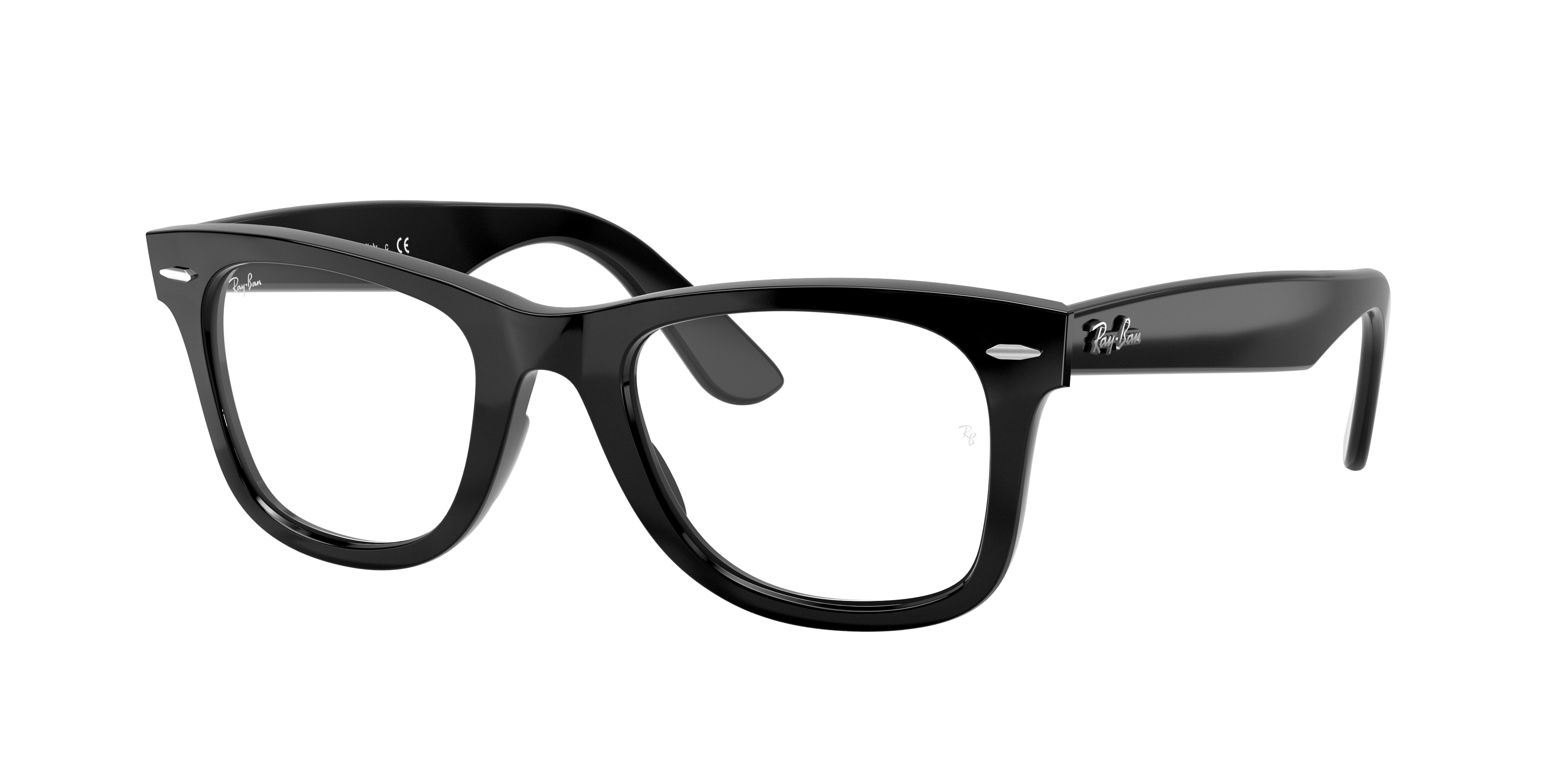 Ray-Ban Wayfarer Ease RX4340V in Black, three-quarter view #Colour_Black