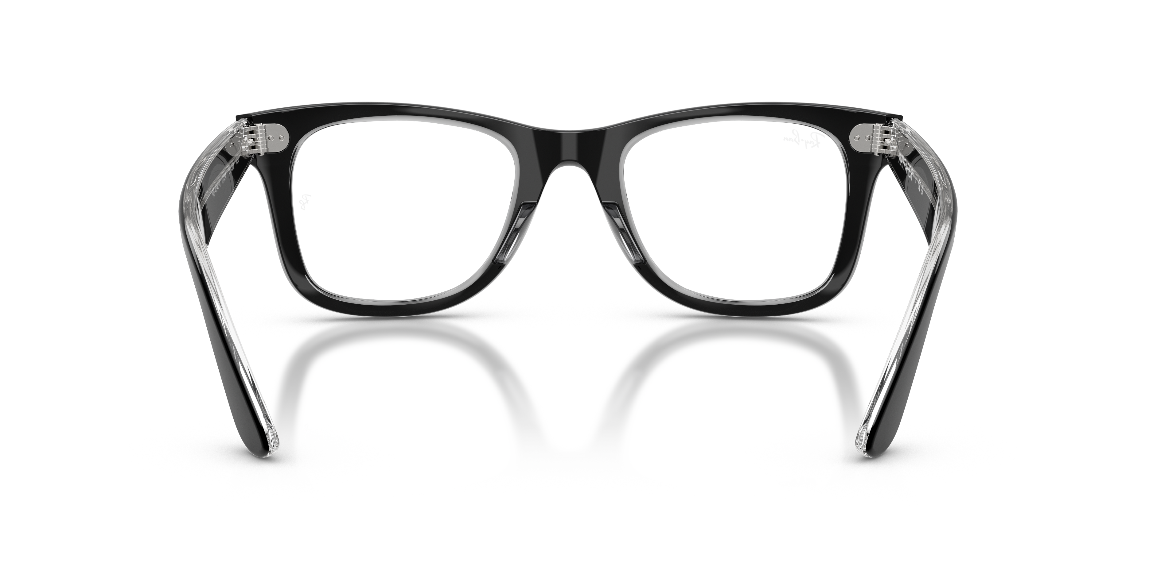 Ray-Ban Wayfarer Ease RX4340V in Black On Transparent, back view #Colour_Black On Transparent