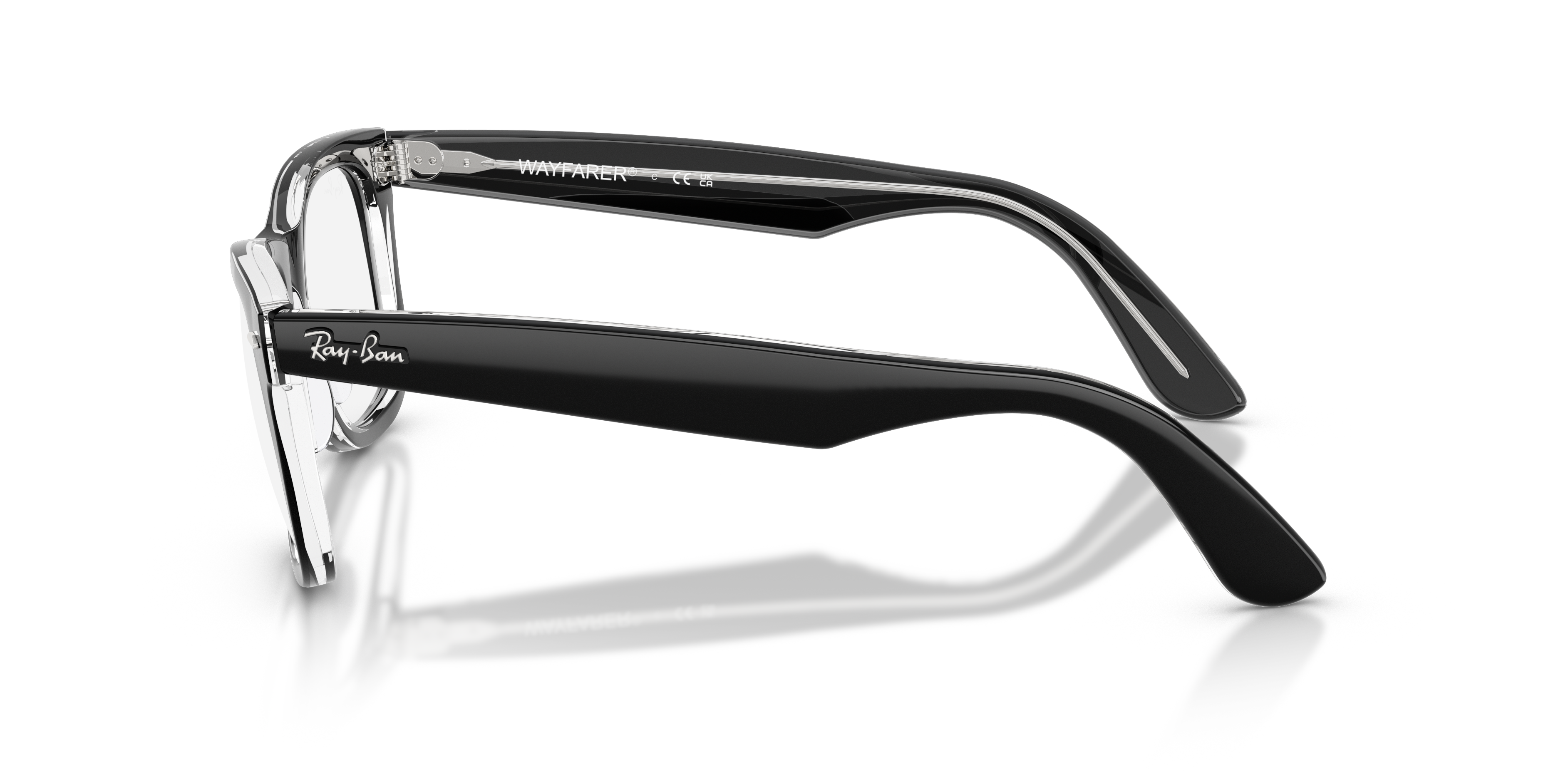 Ray-Ban Wayfarer Ease RX4340V in Black On Transparent, side view #Colour_Black On Transparent