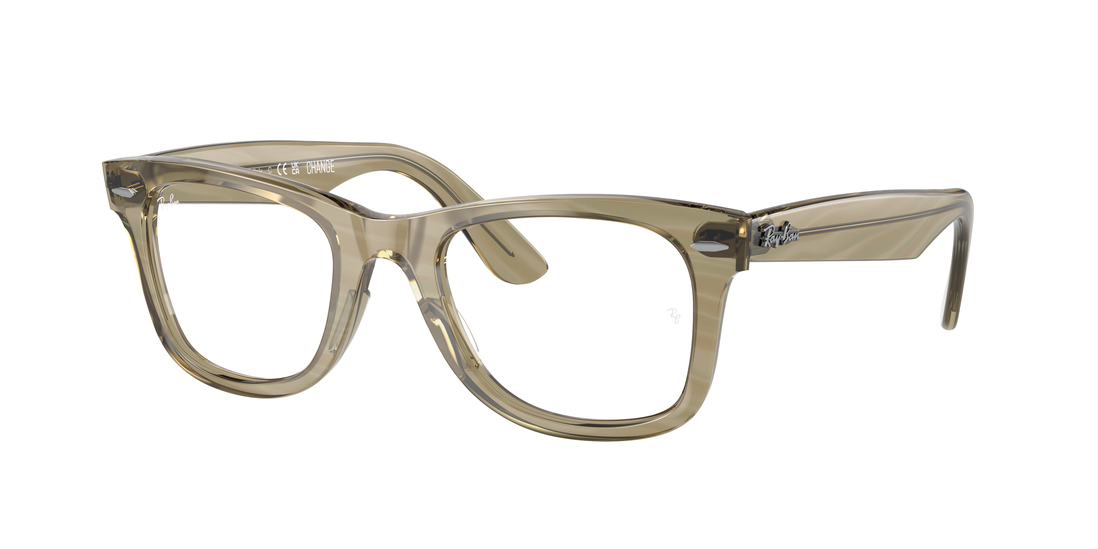 Ray-Ban Wayfarer Ease RX4340V in Photo Striped Grey, three-quarter view #Colour_Photo Striped Grey