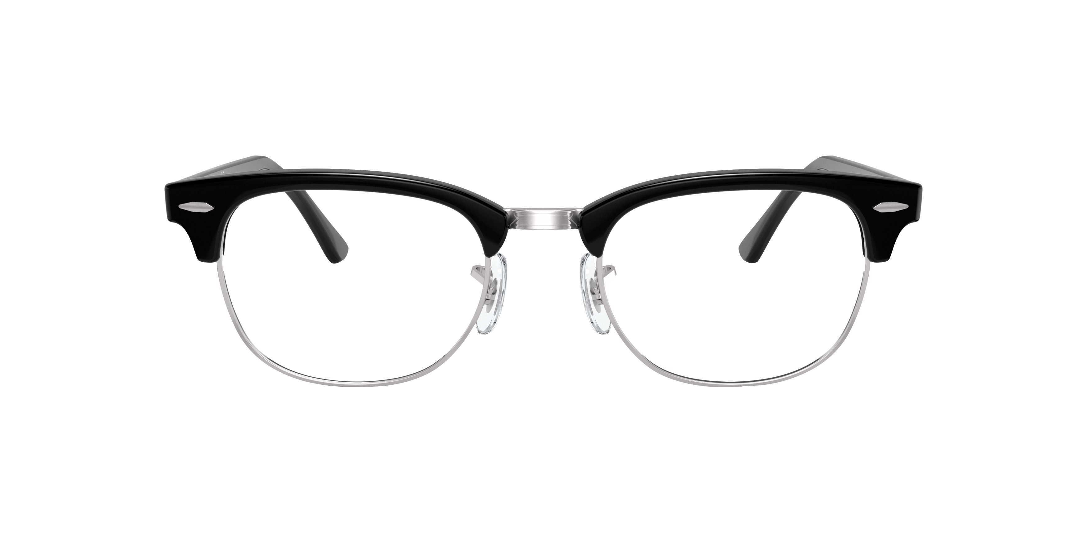 Ray-Ban Clubmaster RX5154 in Black On Silver, front view #Colour_Black On Silver