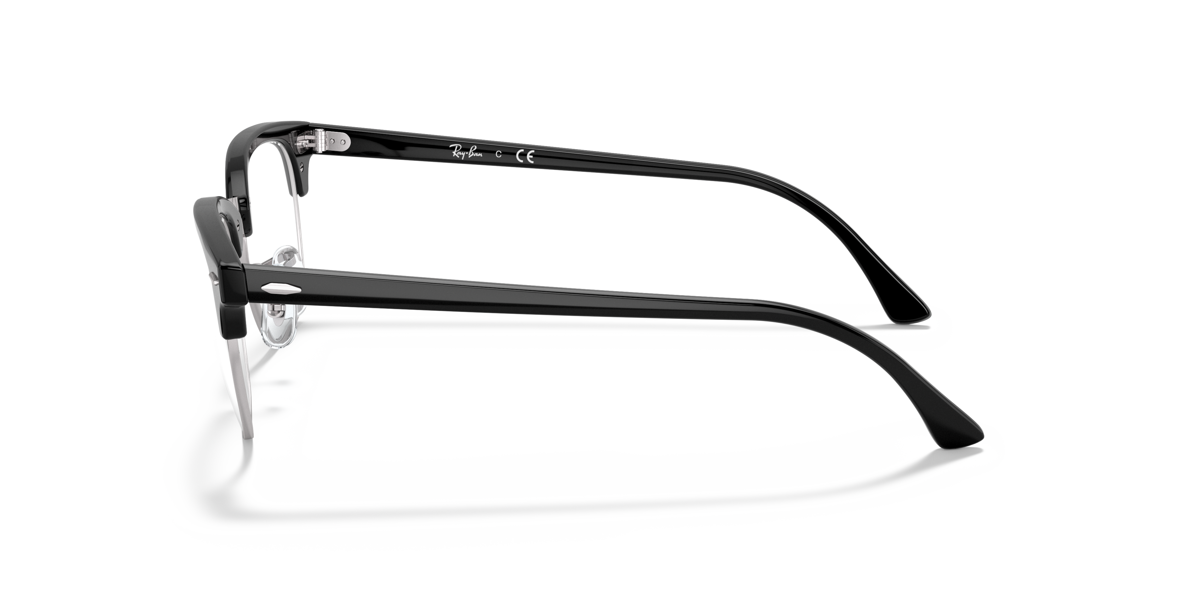 Ray-Ban Clubmaster RX5154 in Black On Silver, side view #Colour_Black On Silver
