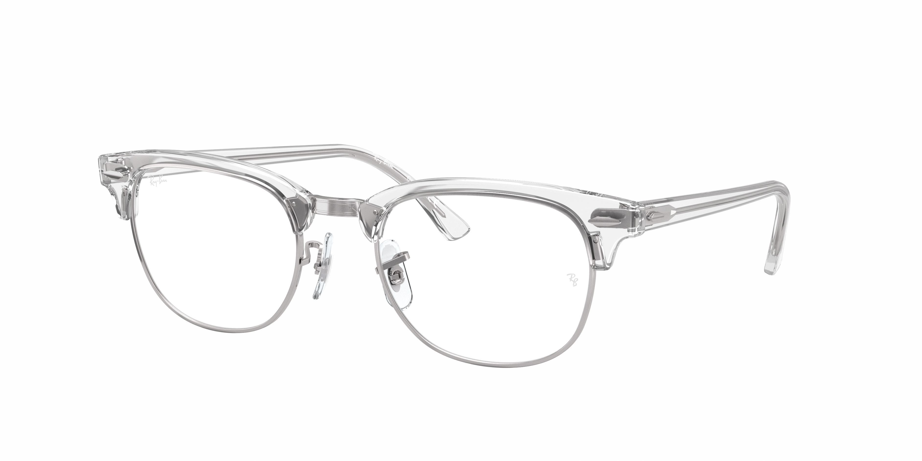 Ray-Ban Clubmaster RX5154 in White Transparent, three-quarter view #Colour_White Transparent