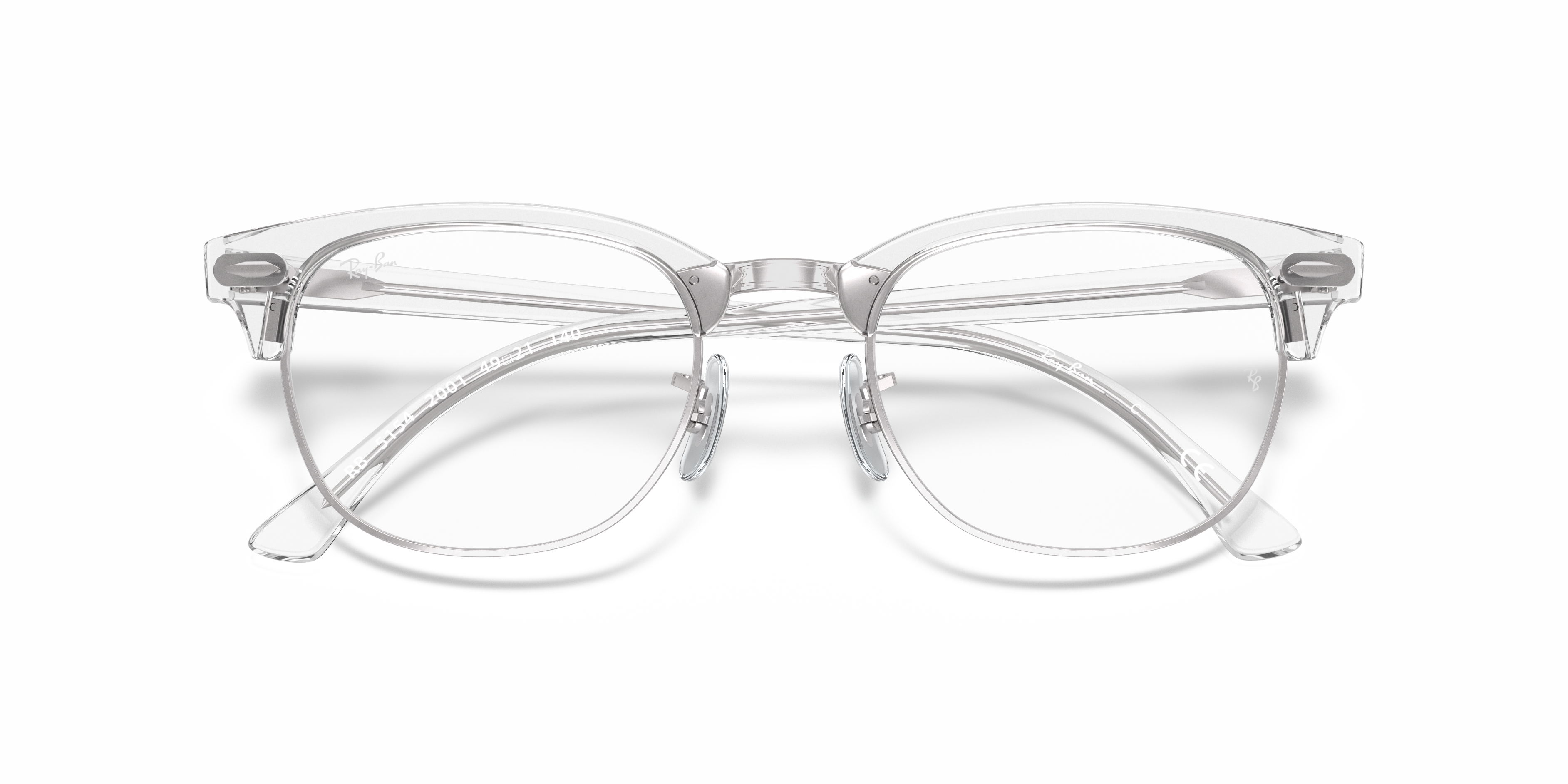 Ray-Ban Clubmaster RX5154 in White Transparent, front detail view #Colour_White Transparent