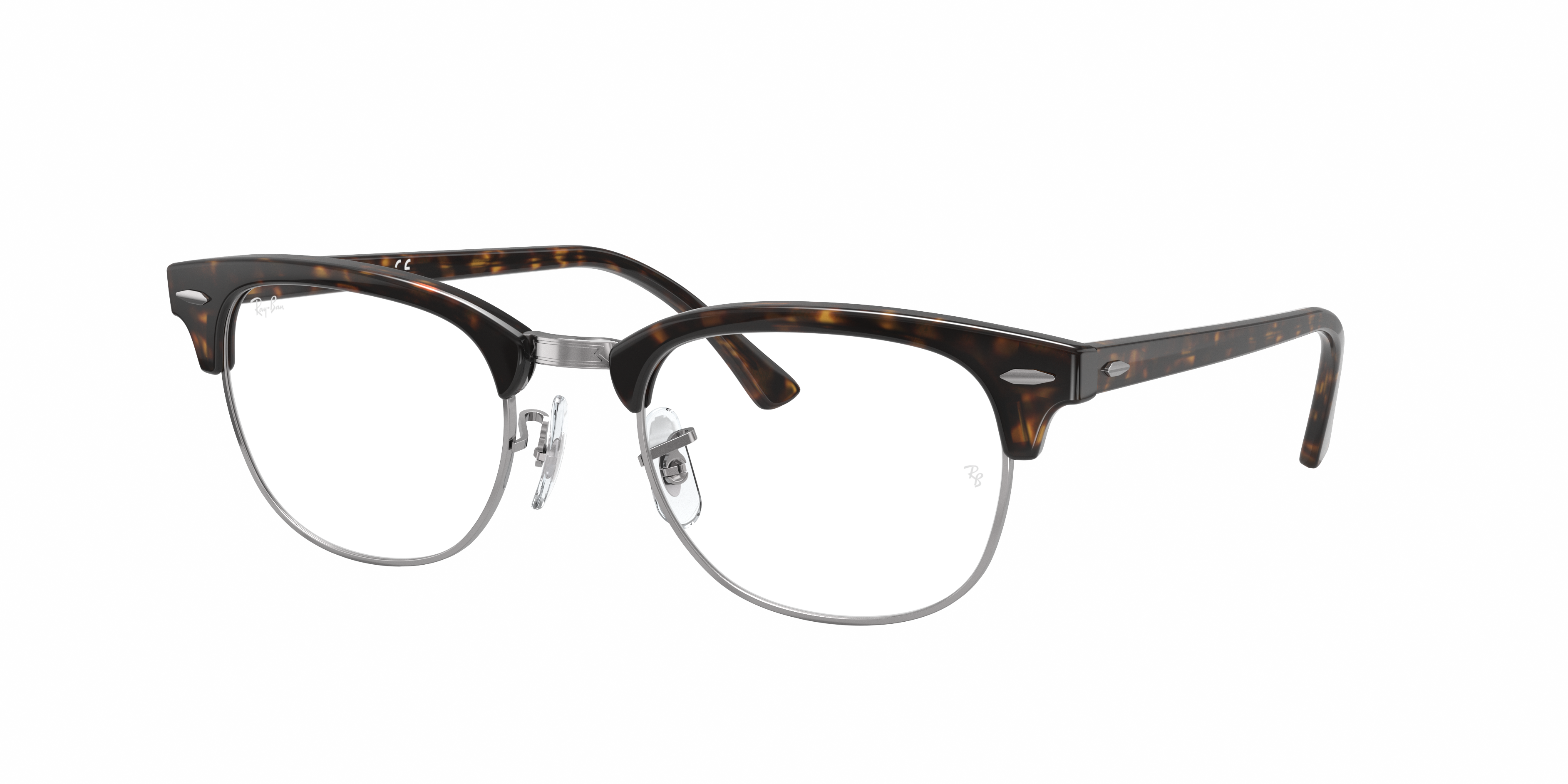 Ray-Ban Clubmaster RX5154 in Dark Havana, three-quarter view #Colour_Dark Havana
