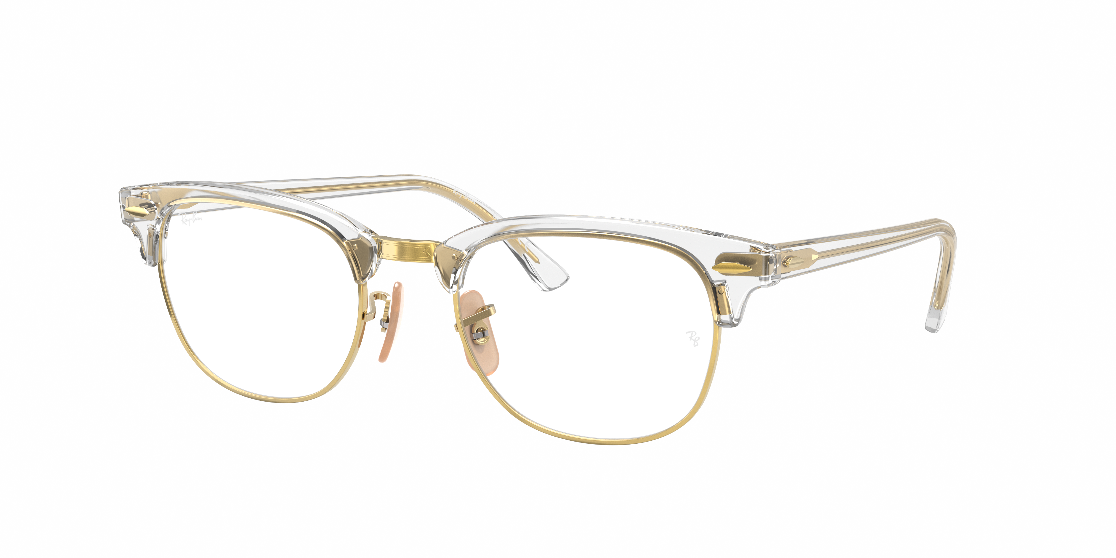 Ray-Ban Clubmaster RX5154 in Transparent, three-quarter view #Colour_Transparent