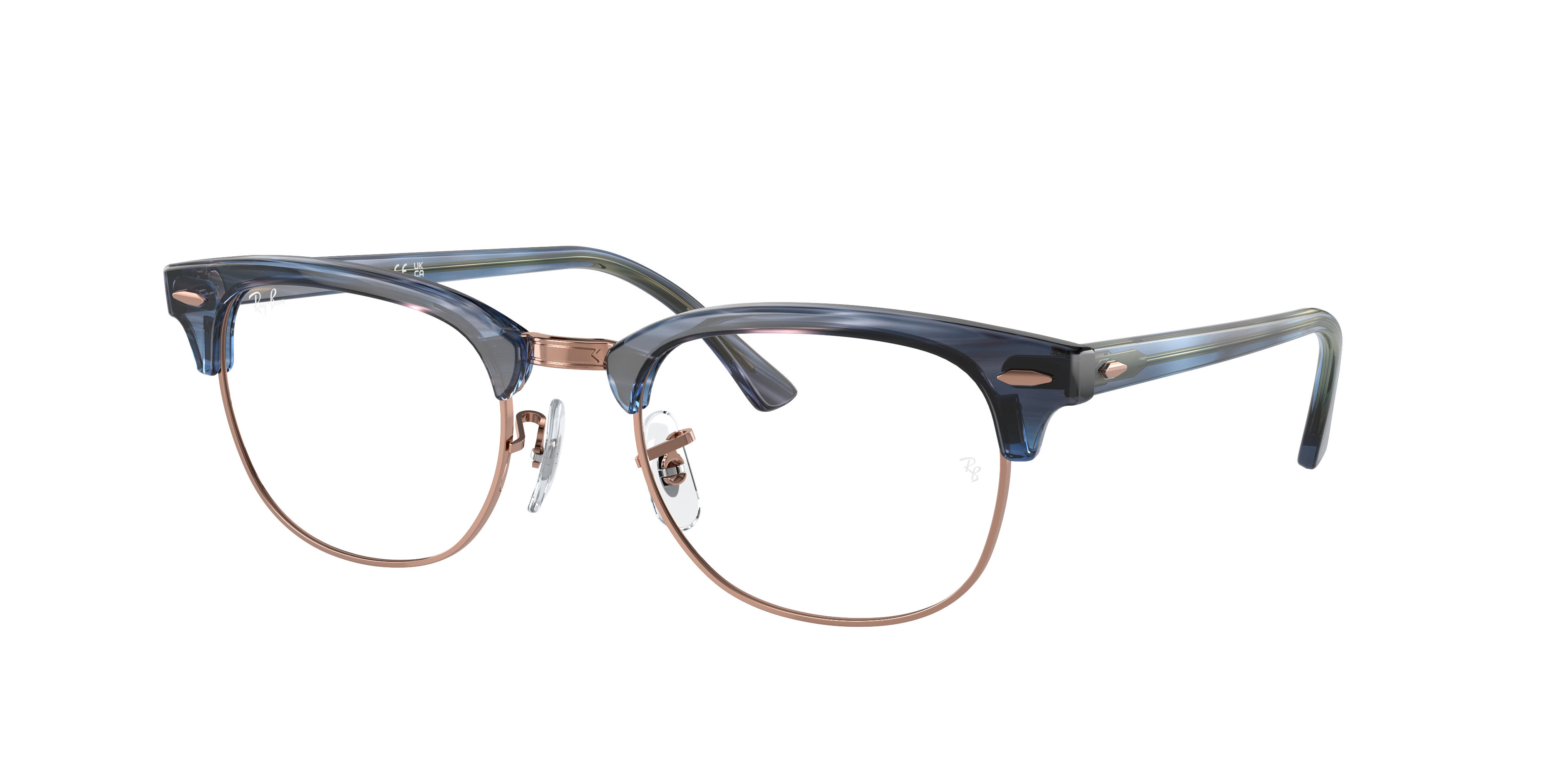 Ray-Ban Clubmaster RX5154 in Striped Blue, three-quarter view #Colour_Striped Blue