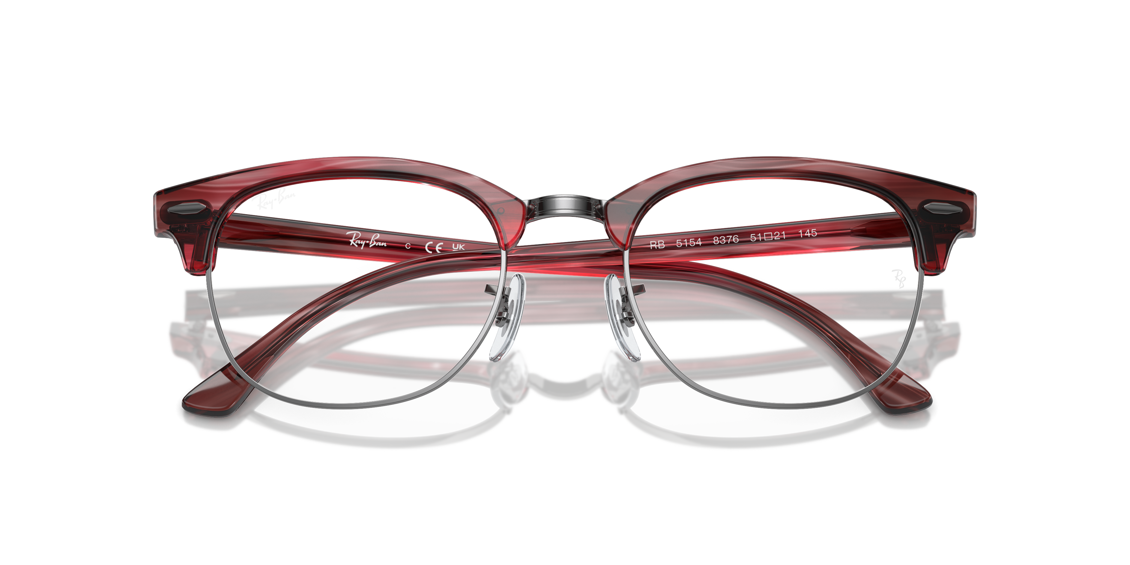 Ray-Ban Clubmaster RX5154 in Striped Red, front detail view #Colour_Striped Red