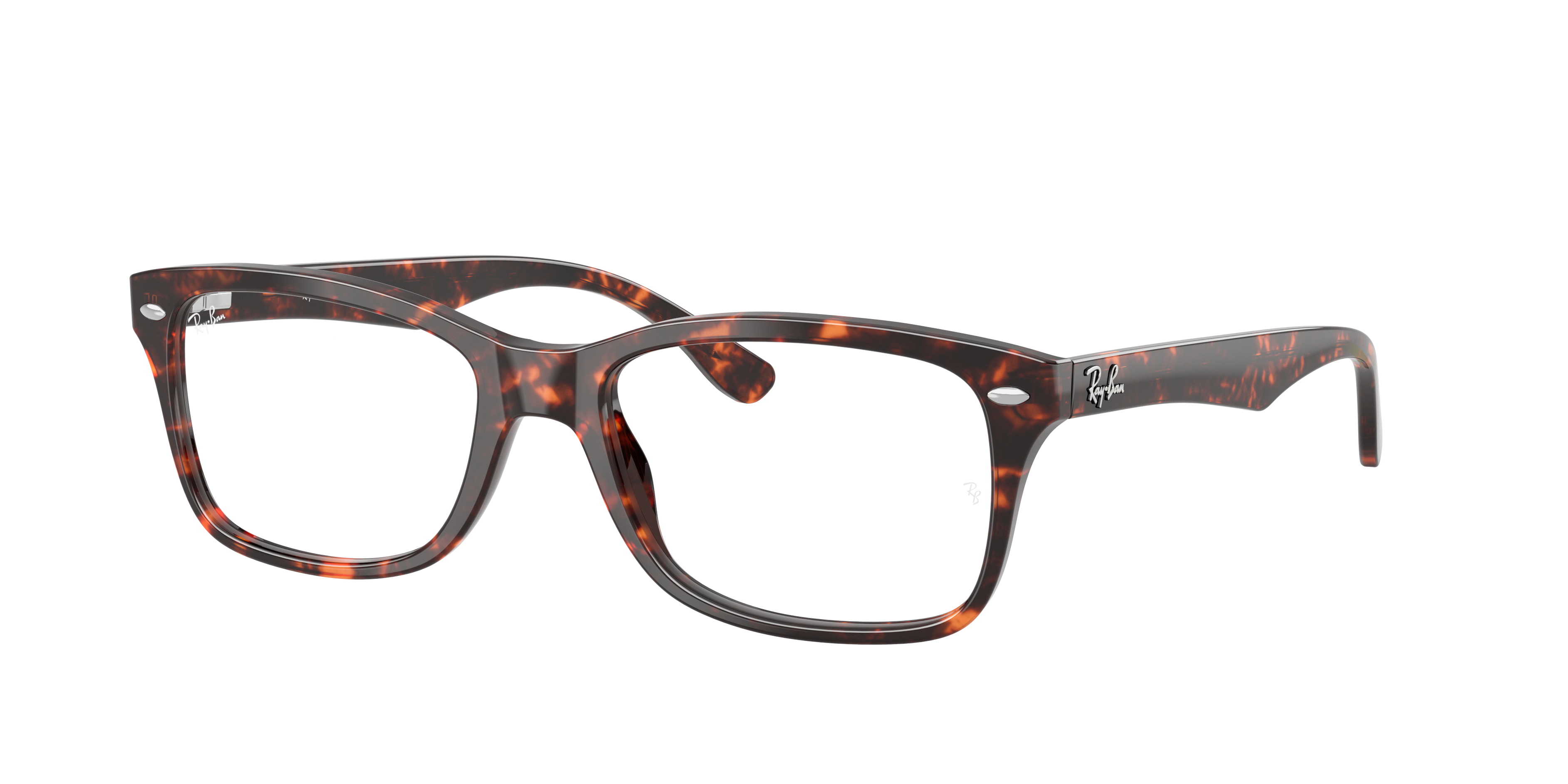 Ray-Ban RX5228 in Havana Red Tortoiseshell, three-quarter view #Colour_Havana Red Tortoiseshell