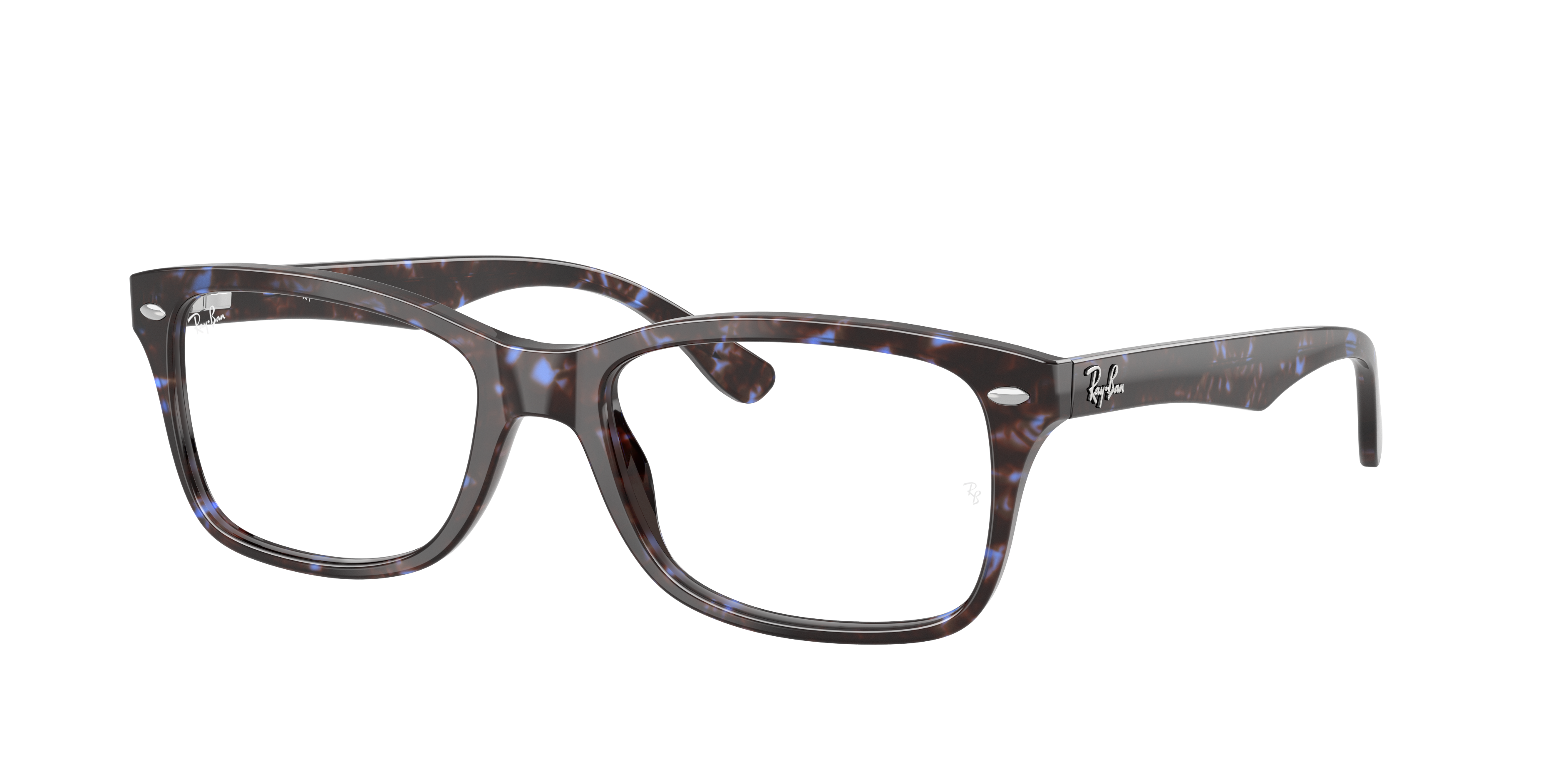 Ray-Ban RX5228 in Havana Blue Tortoiseshell, three-quarter view #Colour_Havana Blue Tortoiseshell