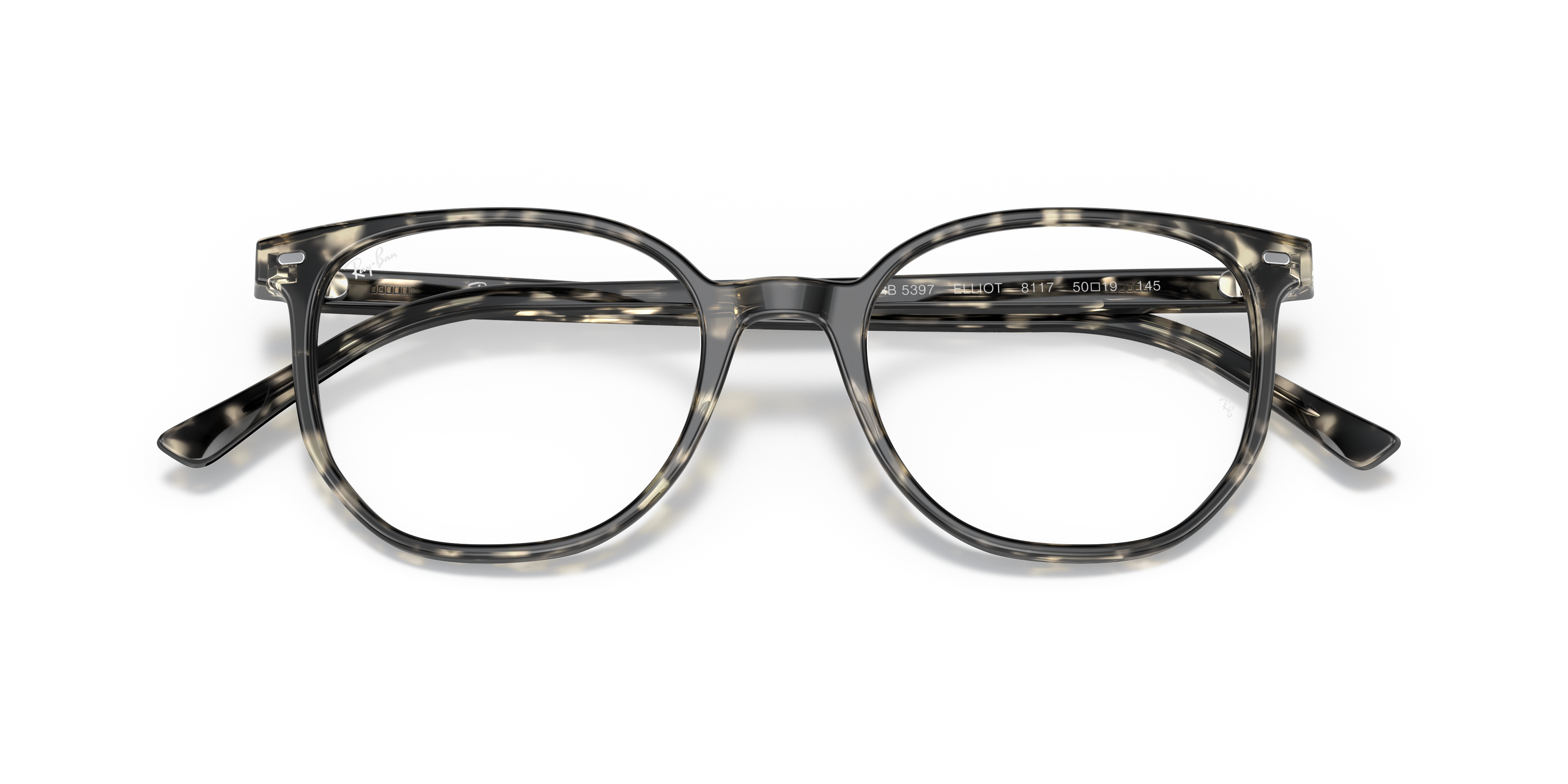 Ray-Ban Elliot RX5397 in Grey Havana, front detail view #Colour_Grey Havana