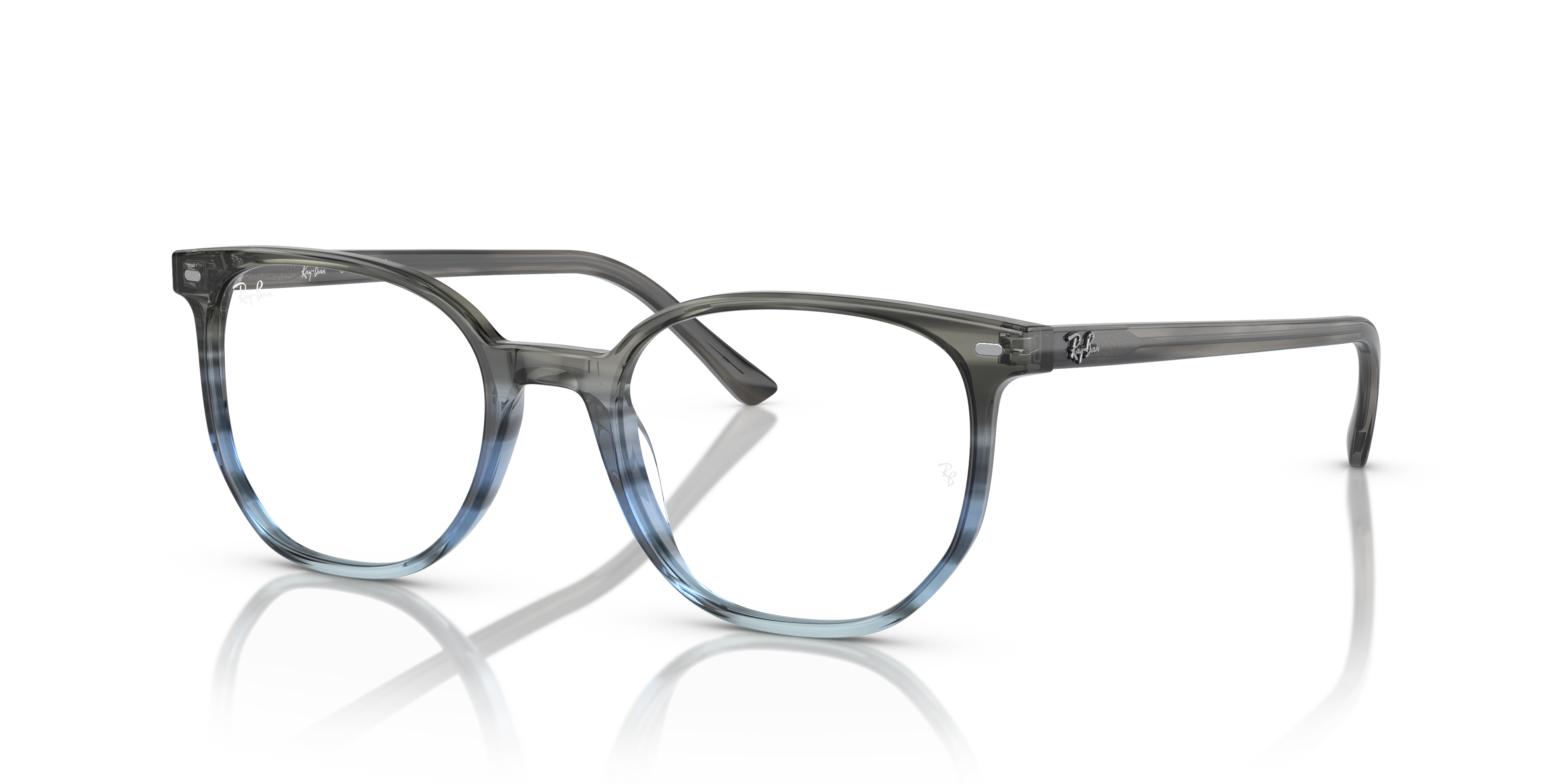 Ray-Ban Elliot RX5397 in Striped Grey & Blue, three-quarter view #Colour_Striped Grey & Blue