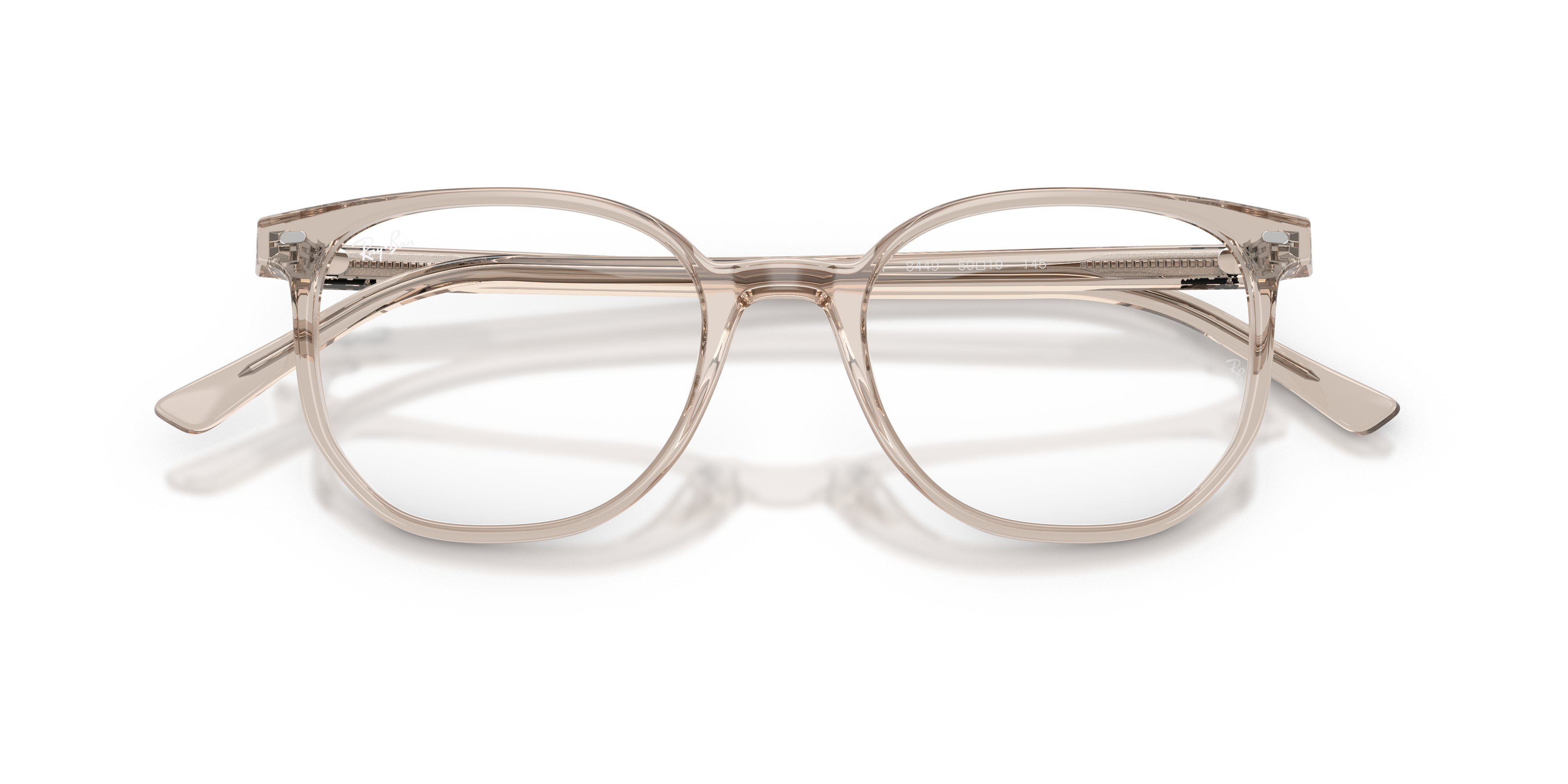 Ray-Ban Elliot RX5397 in Transparent Light Brown, front detail view #Colour_Transparent Light Brown