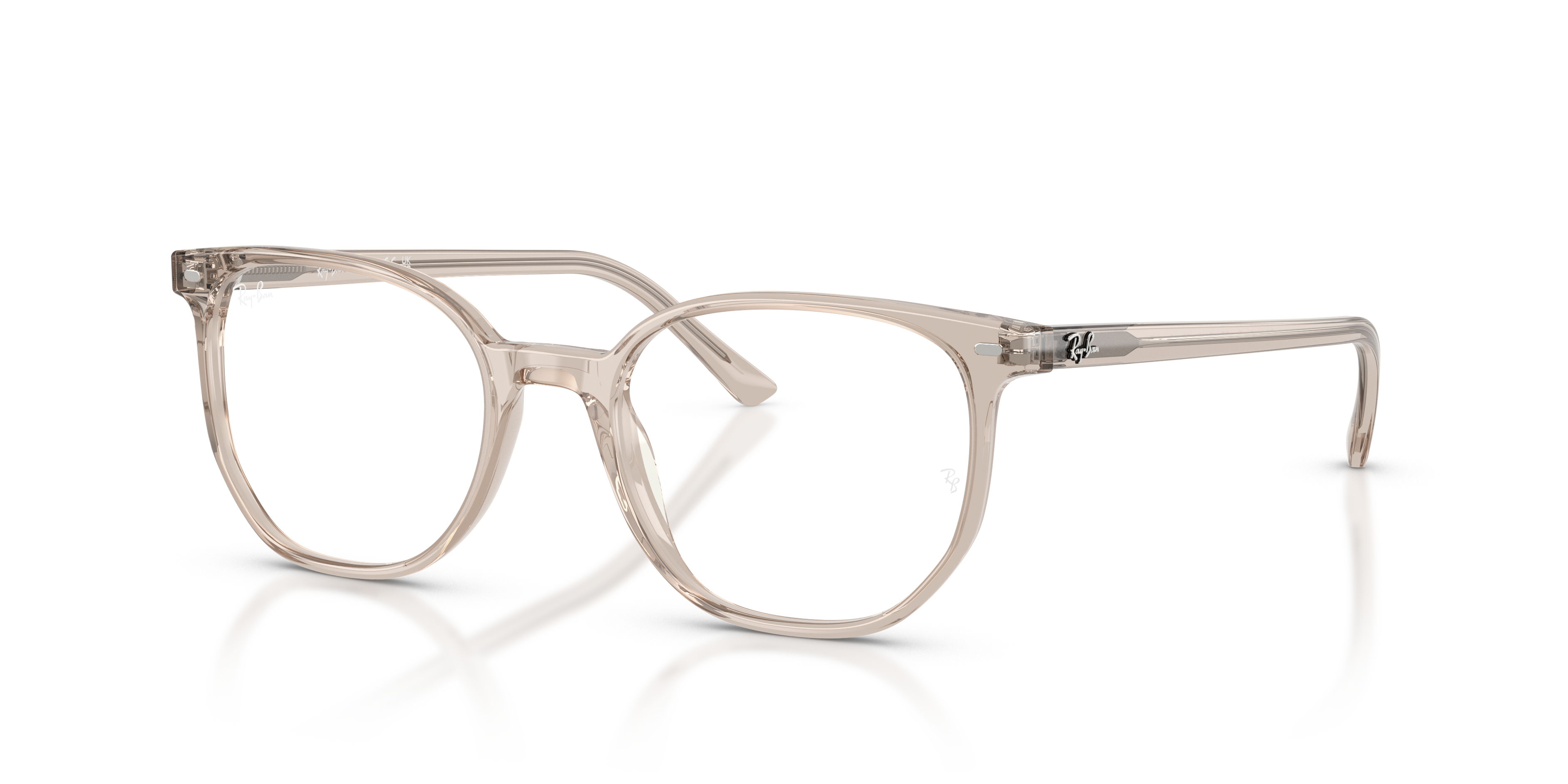 Ray-Ban Elliot RX5397 in Transparent Light Brown, three-quarter view #Colour_Transparent Light Brown