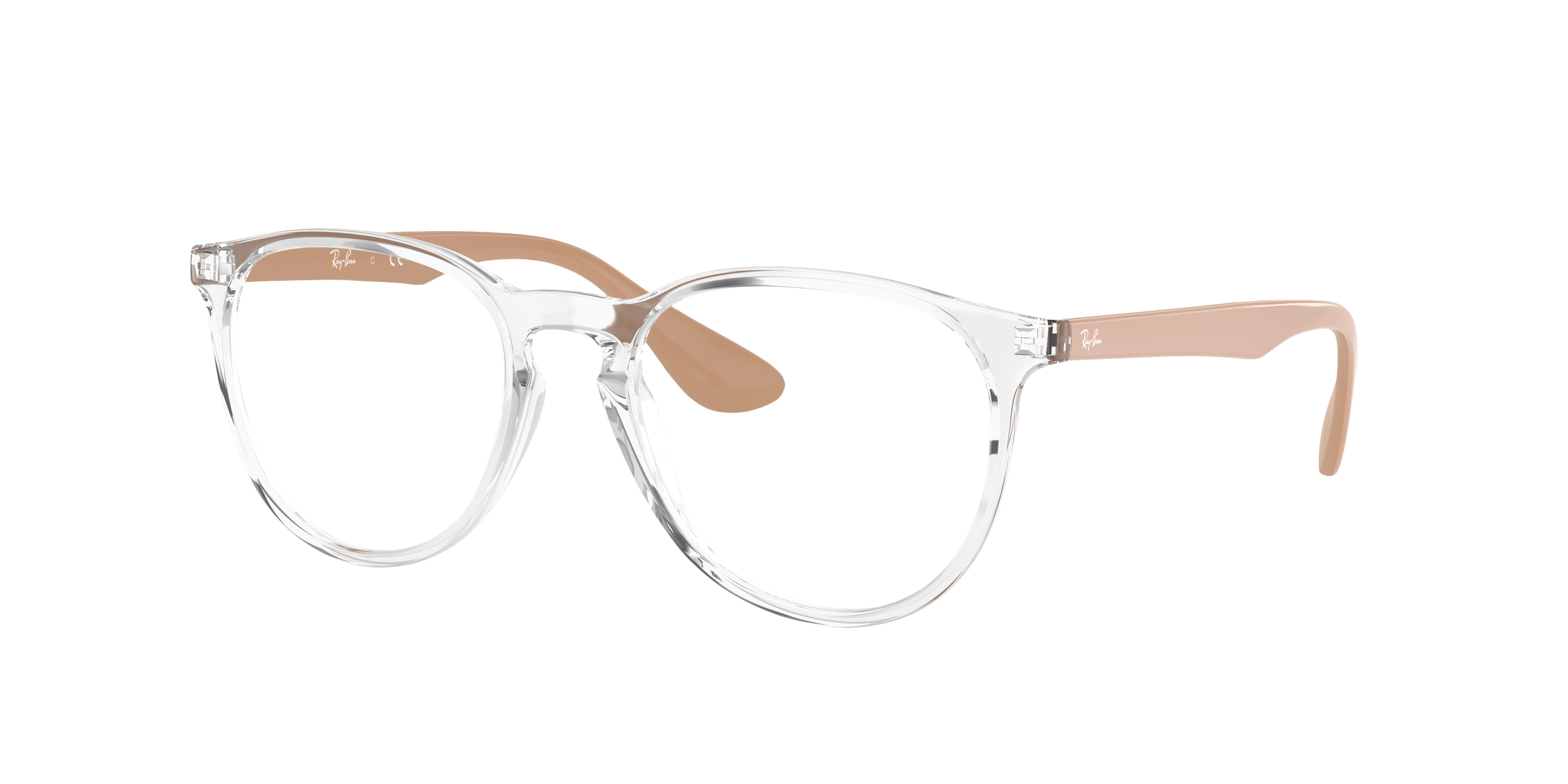Ray-Ban Erika RX7046 in Transparent, three-quarter view #Colour_Transparent