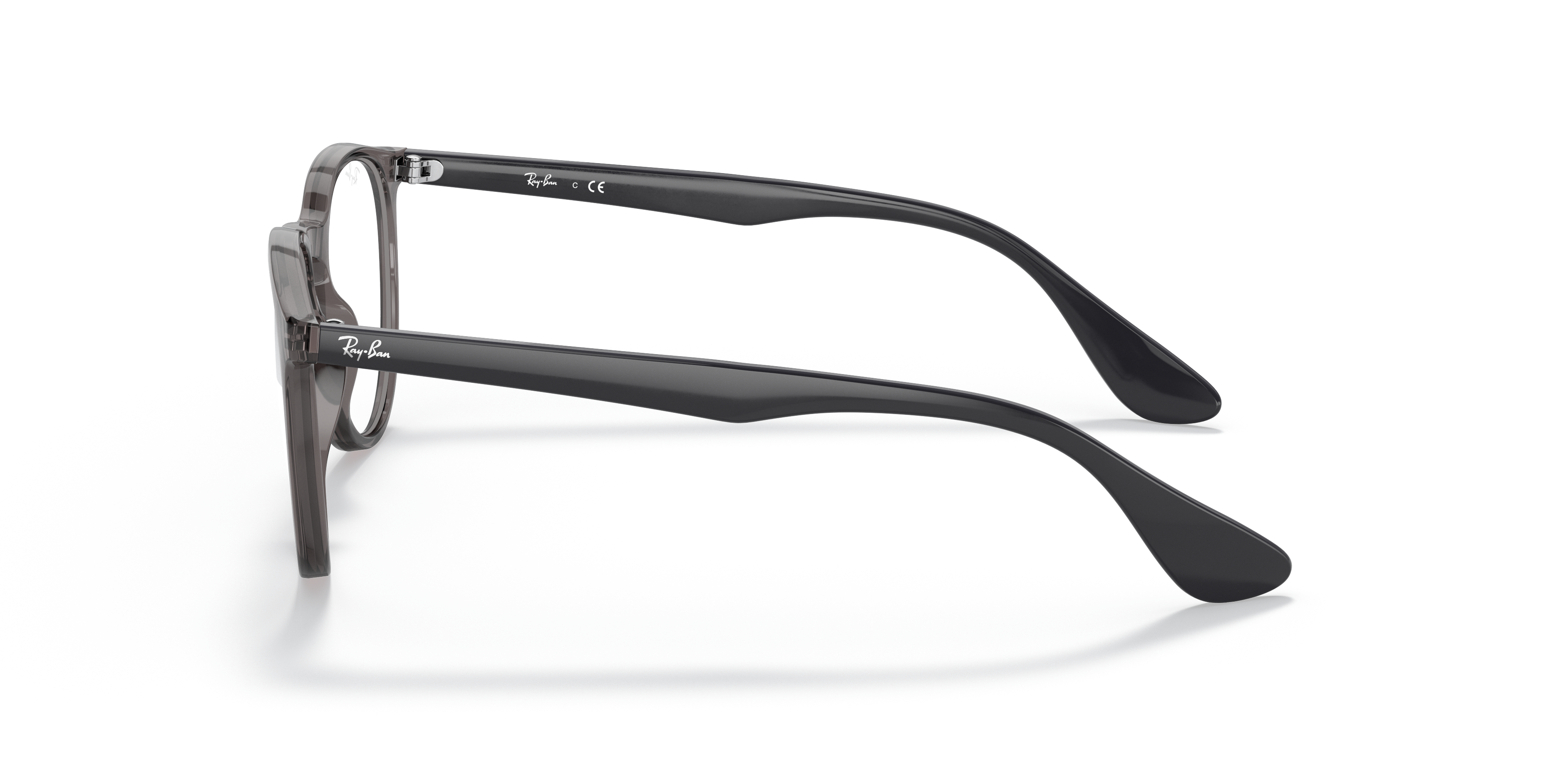 Ray-Ban Erika RX7046 in Transparent Grey, side view #Colour_Transparent Grey