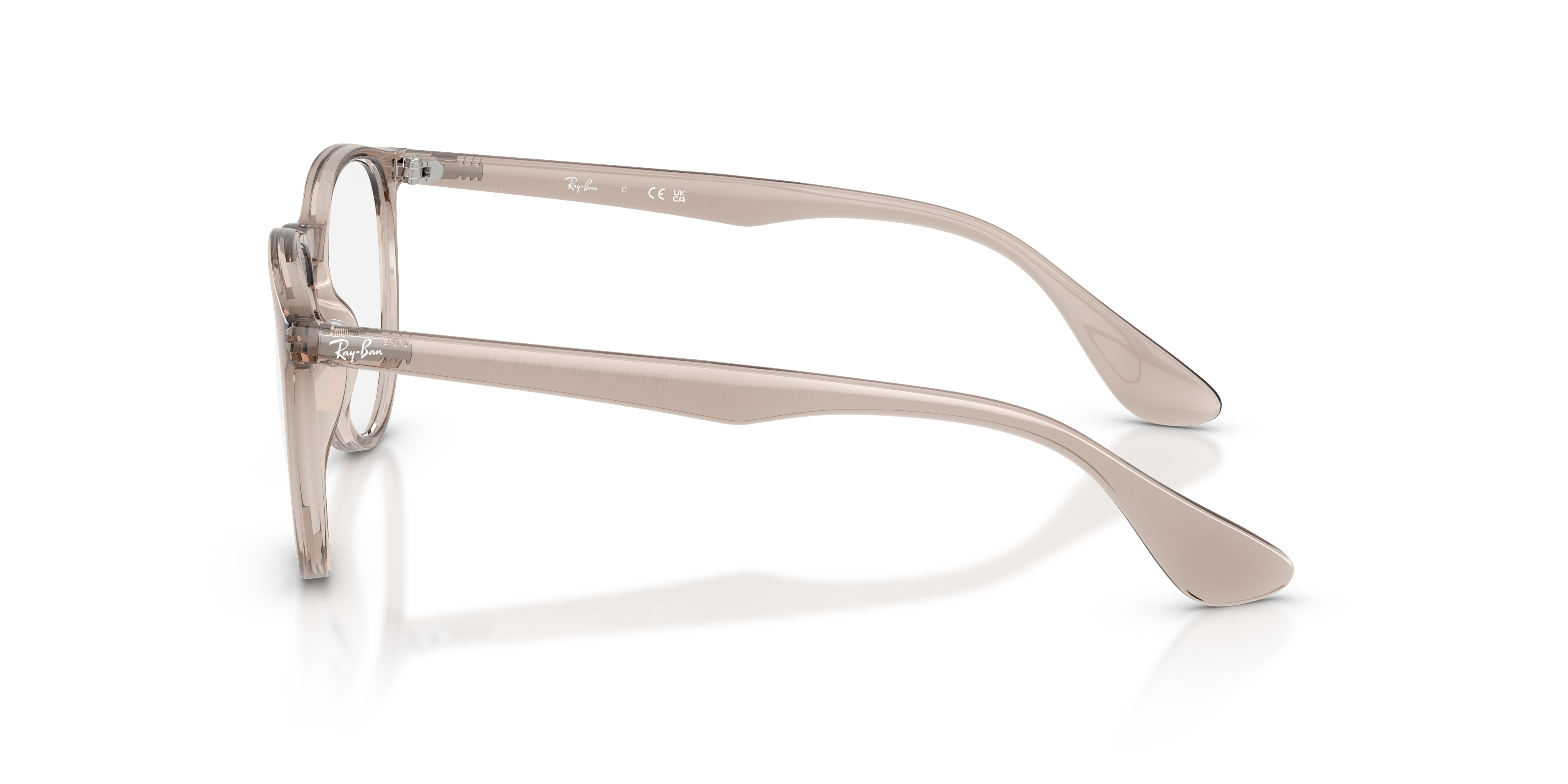 Ray-Ban Erika RX7046 in Transparent Light Brown, side view #Colour_Transparent Light Brown