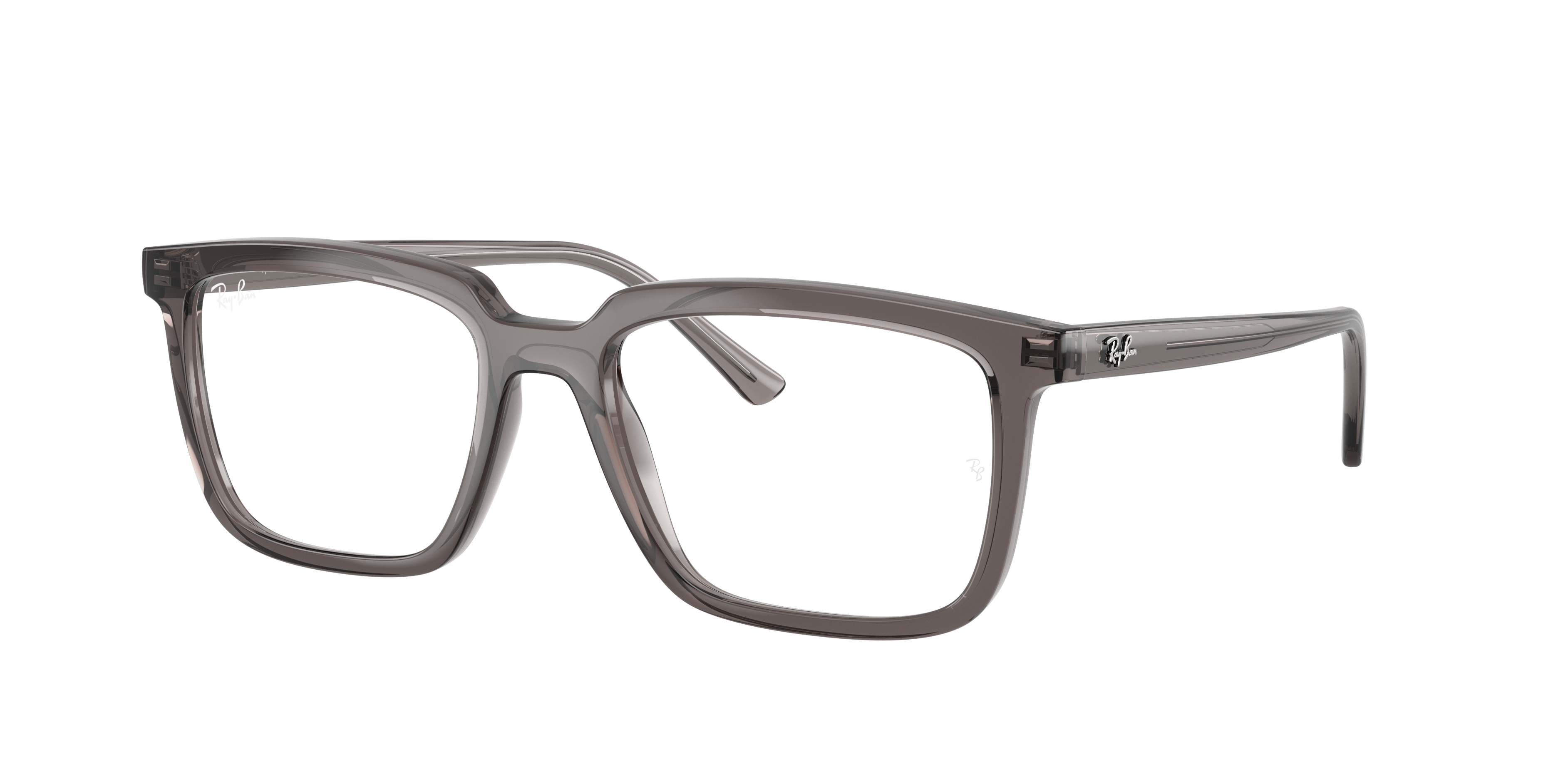Ray-Ban Alain RX7239 - Transparent Grey, three-quarter view #Colour_Transparent Grey