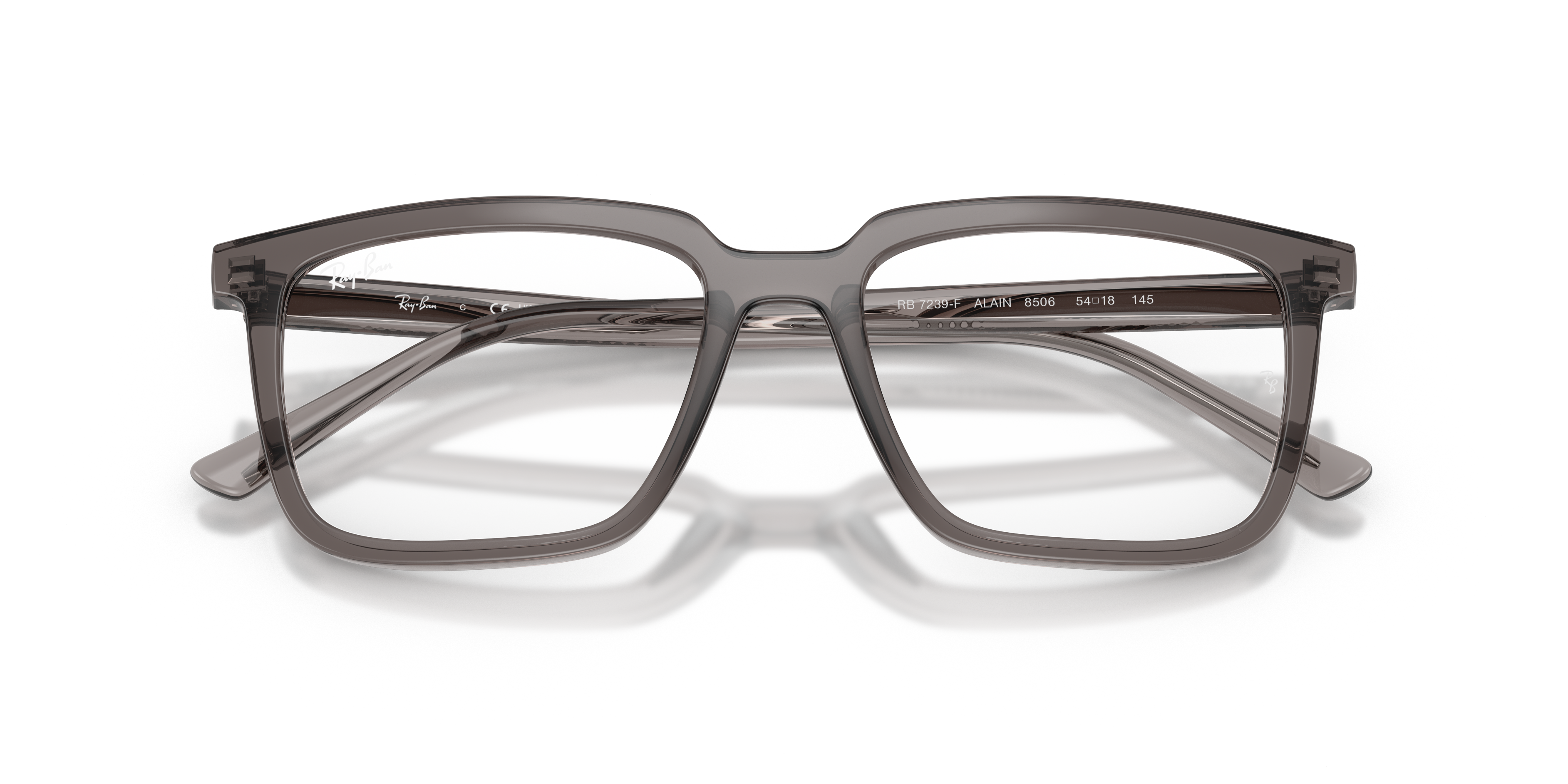 Ray-Ban Alain RX7239 - Transparent Grey, front detail view #Colour_Transparent Grey