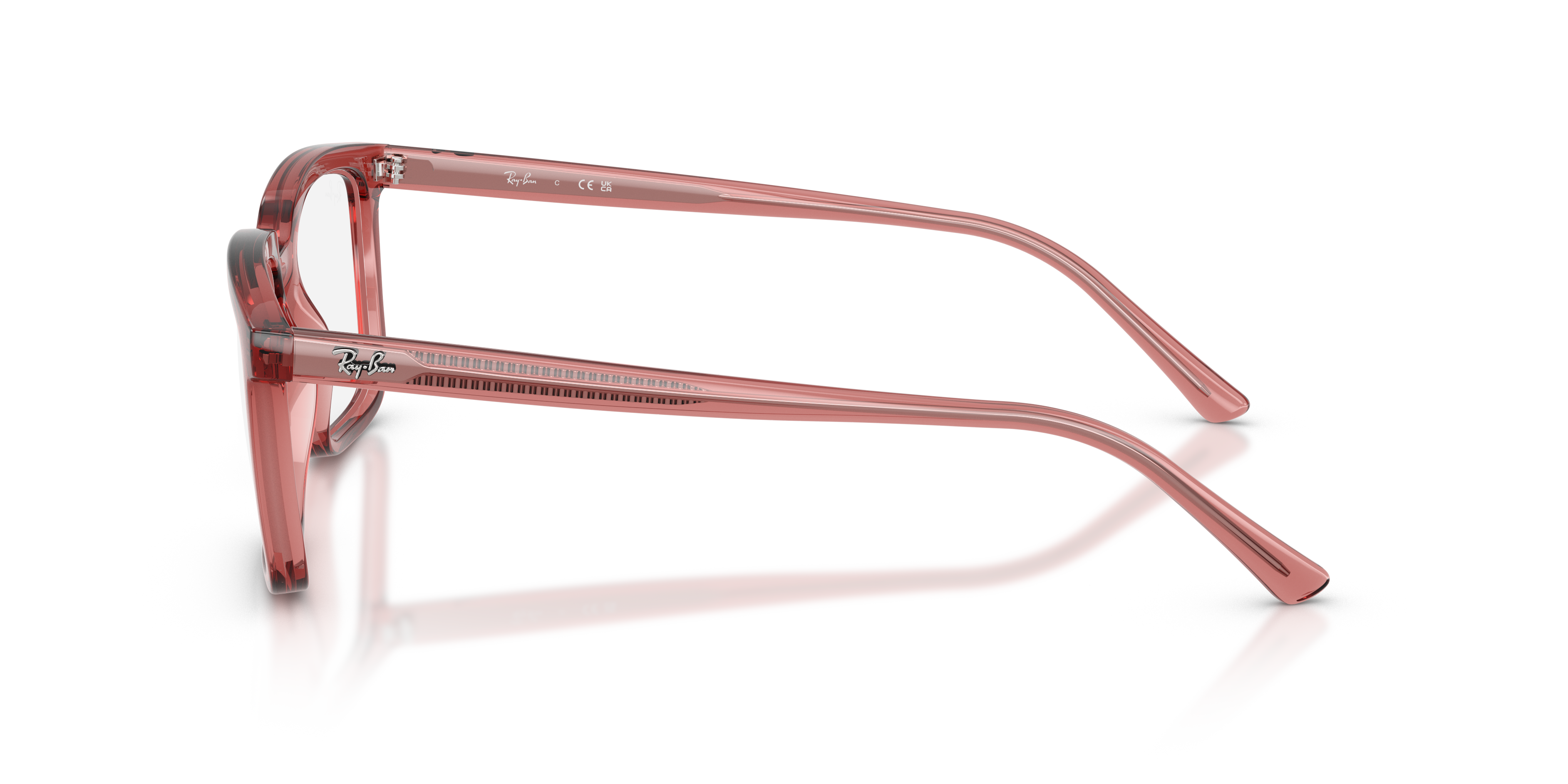 Ray-Ban Alain RX7239 - Transparent Red, side view #Colour_Transparent Red