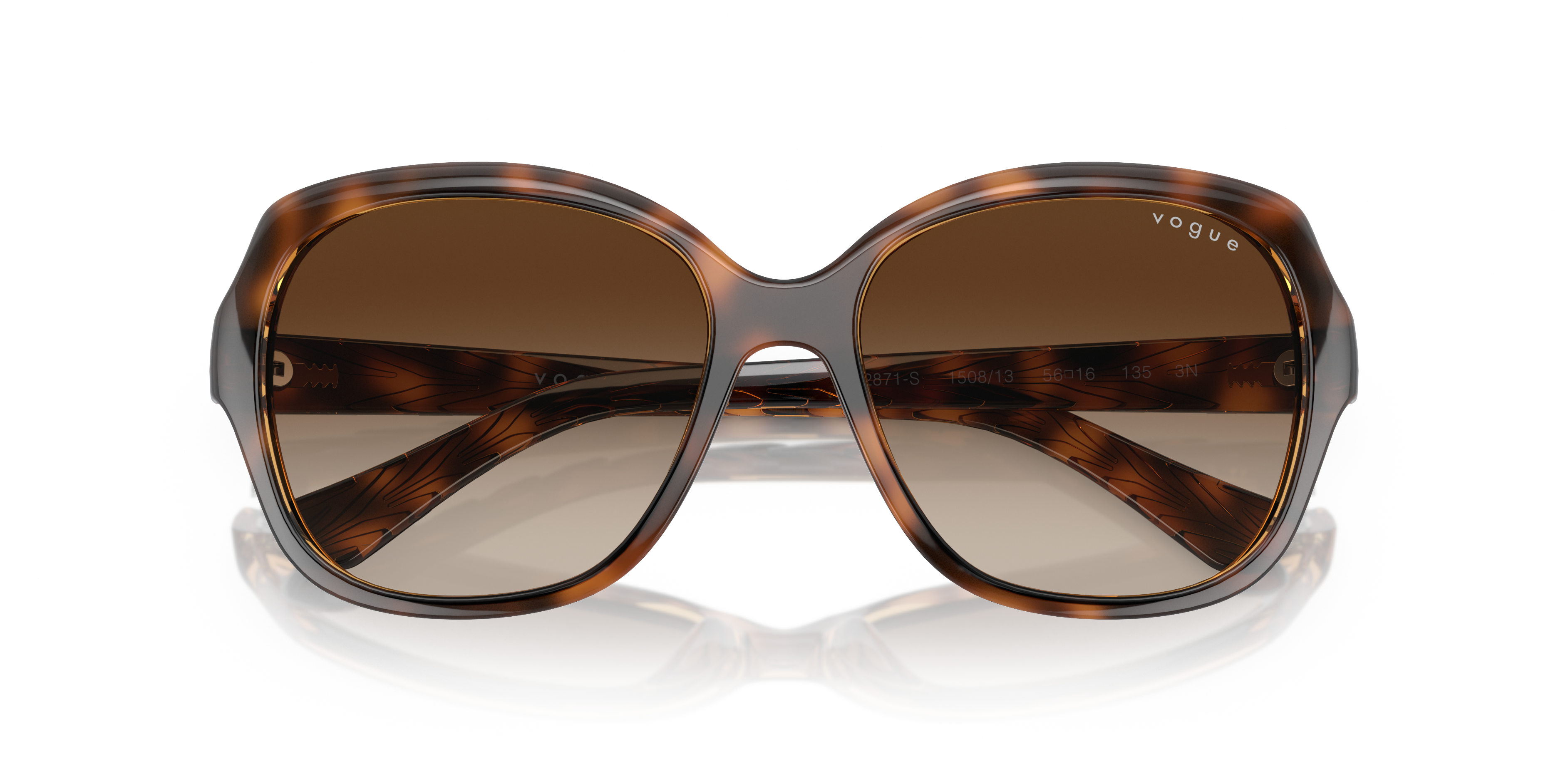 Vogue Eyewear VO2871S in Striped Dark Havana, front detail view #Colour_Striped Dark Havana