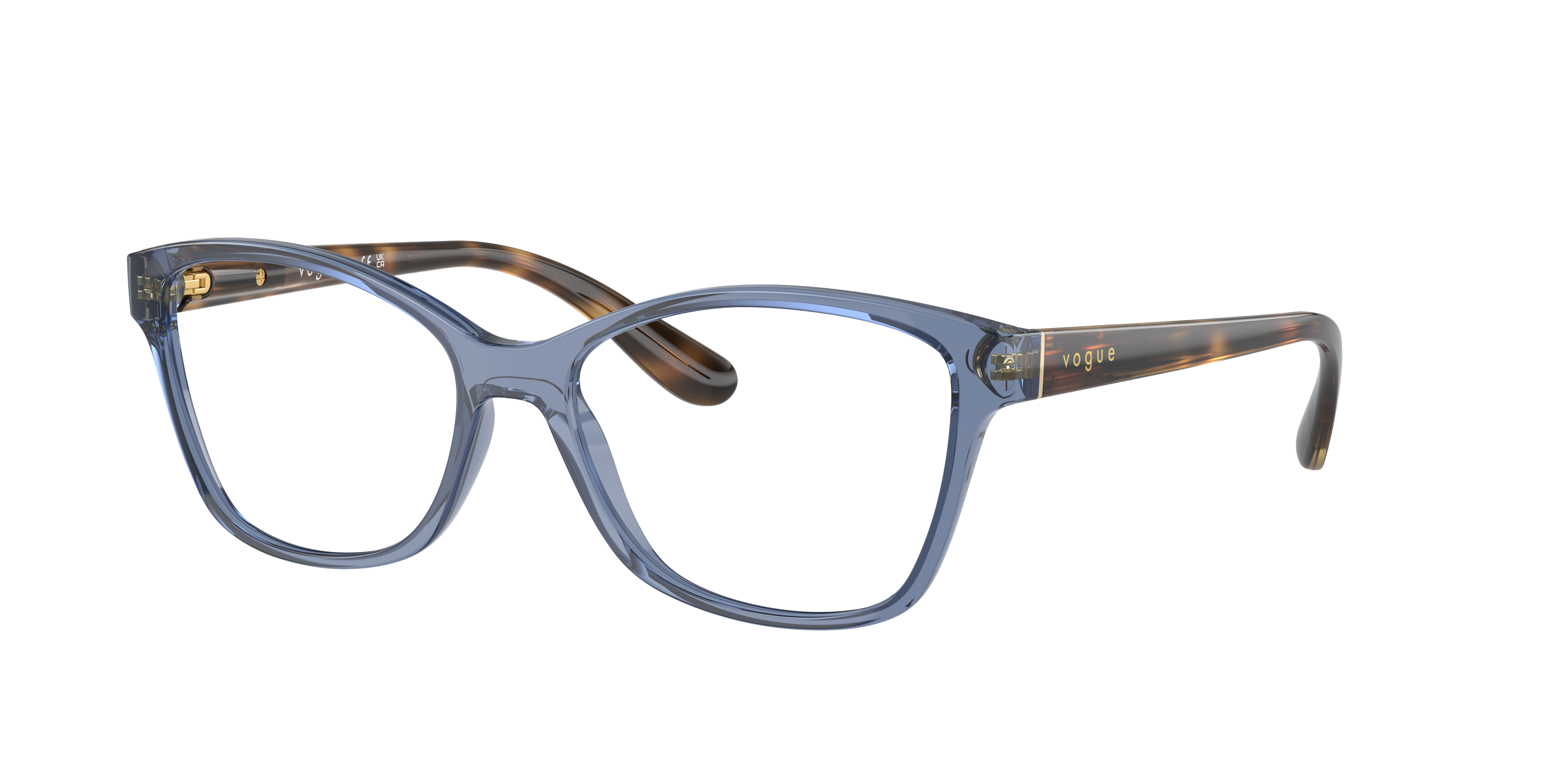 Vogue Eyewear VO2998 in Transparent Blue, three-quarter view #Colour_Transparent Blue